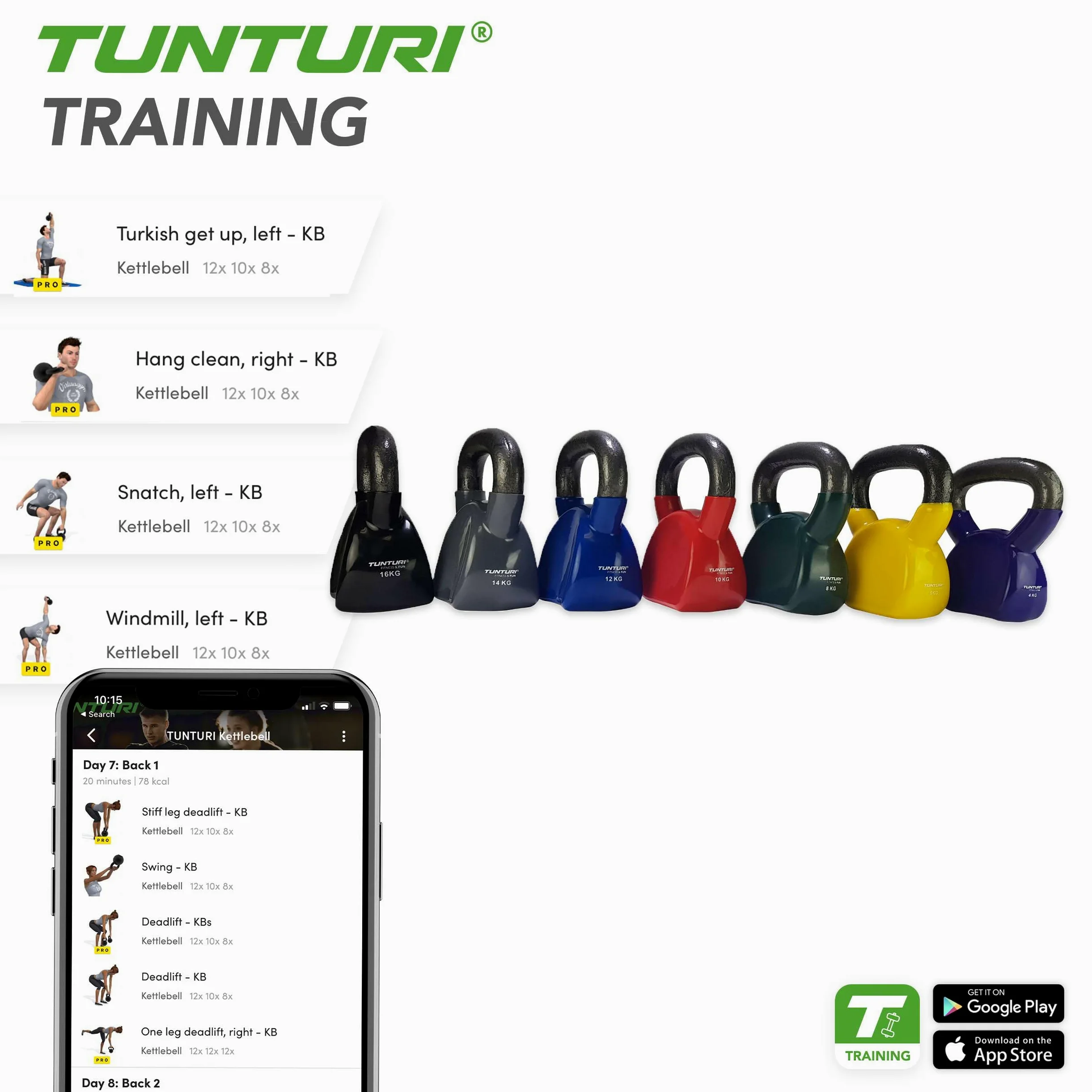 Tunturi Kettlebells Pesa Rusa Vinilo 14kg, Gris, Unisex Adulto, Grey, 1