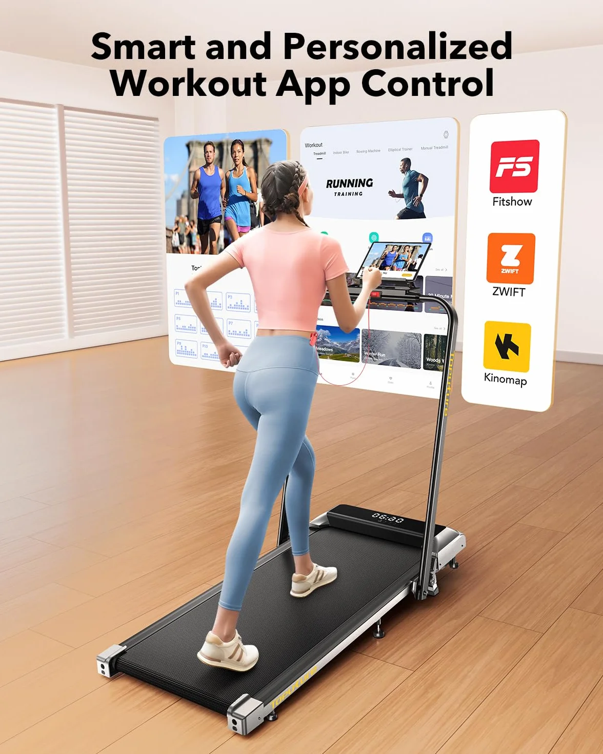 Cinta de Correr Plegable 3 en 1, Almohadilla para Caminar con 7% de inclinación, caminadora eléctrica de 2,5 HP para el hogar Debajo del Escritorio, Control Remoto magnético, 12 km/h, 40 x 100 cm, 12