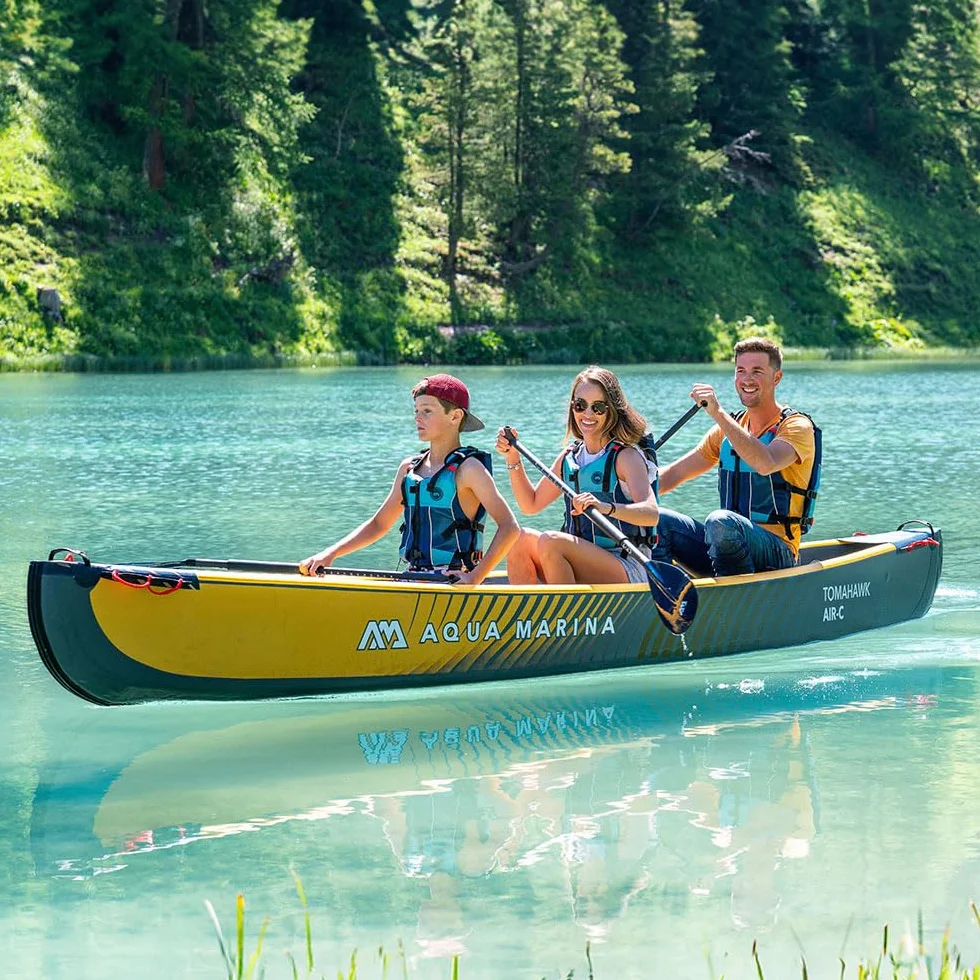 Aqua Marina Tomahawk - Canoa de Velocidad Inflable de 15 pies con 8 Puntadas, para 2 a 3 Personas