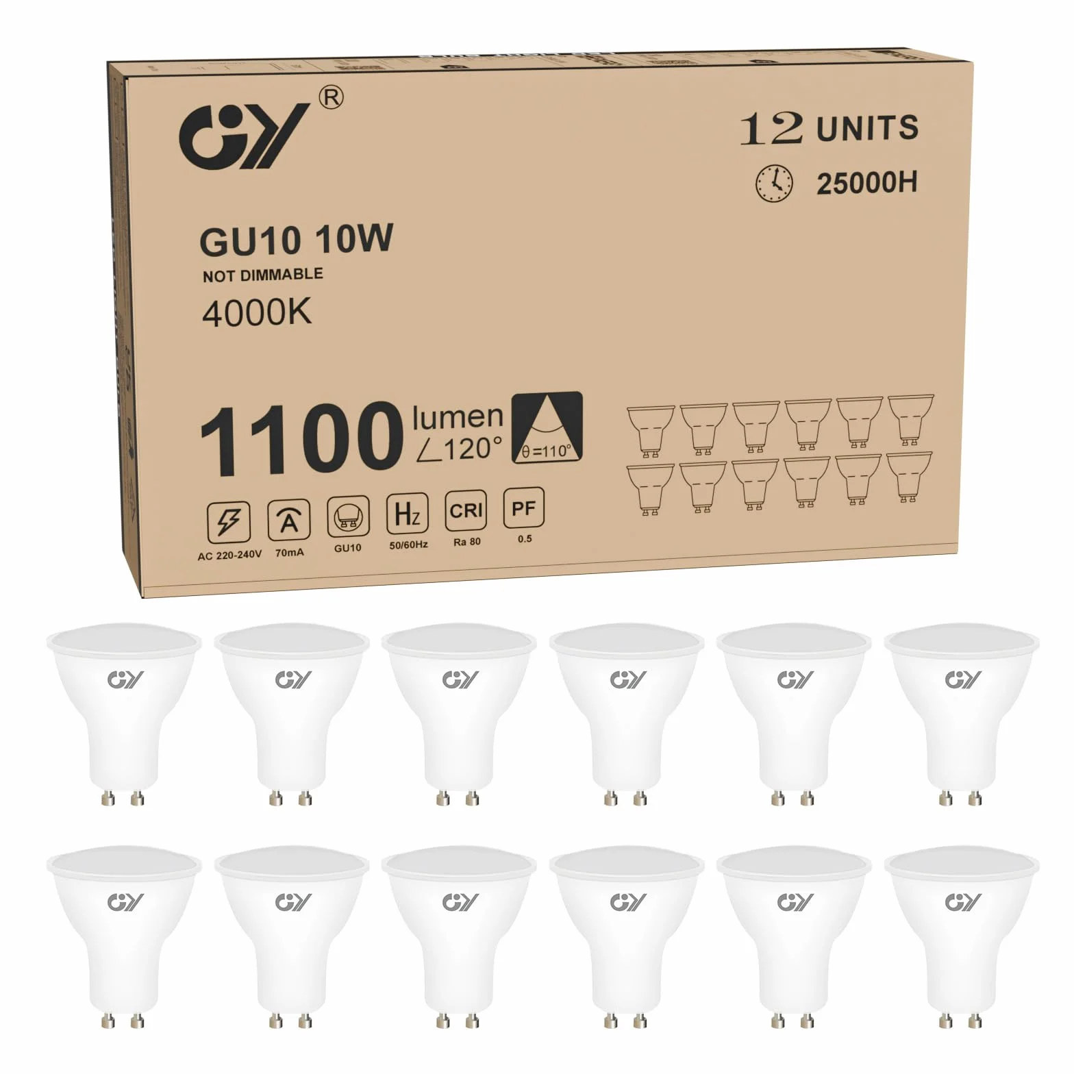 Bombillas LED GU10 10W 1100 lúmenes 4000K Blanco Neutro