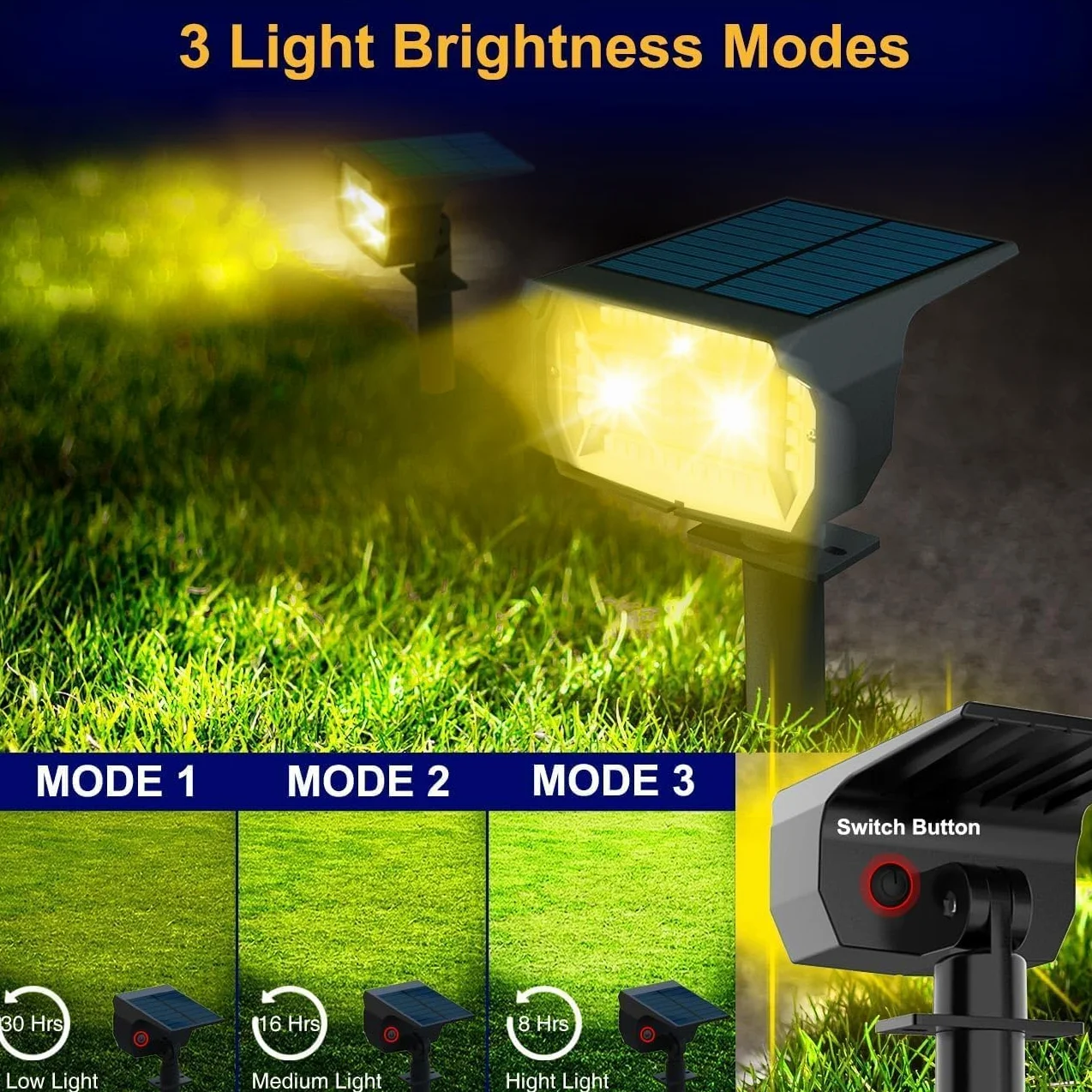 LOTMOS Luces Solares LED Exterior Jardin 4 Paquete 72LED IP65 Blanco Calido