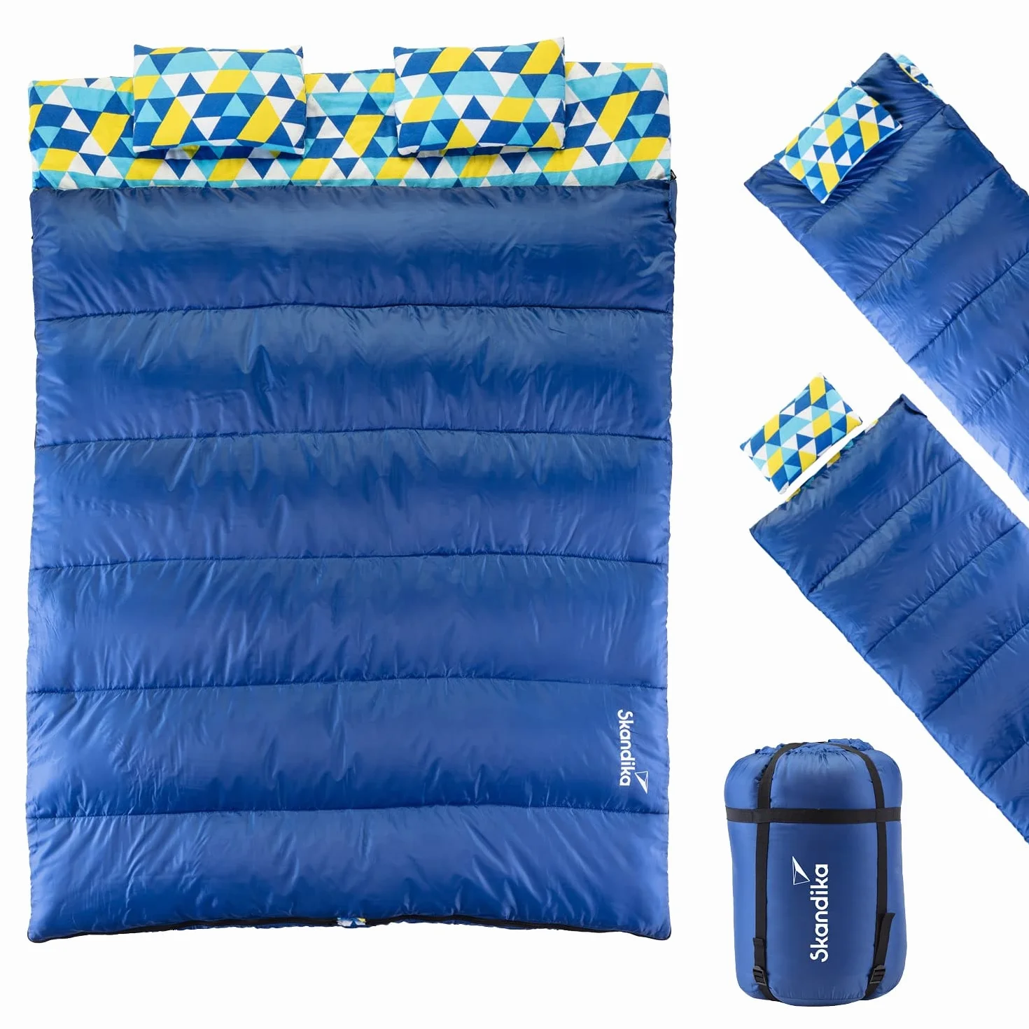 Skandika Iceland Saco de Dormir Doble de Franela XXL| con Forro de algodón para Adultos, Separable, hasta 0°C, 220 x 150 cm | Invierno Camping Senderismo