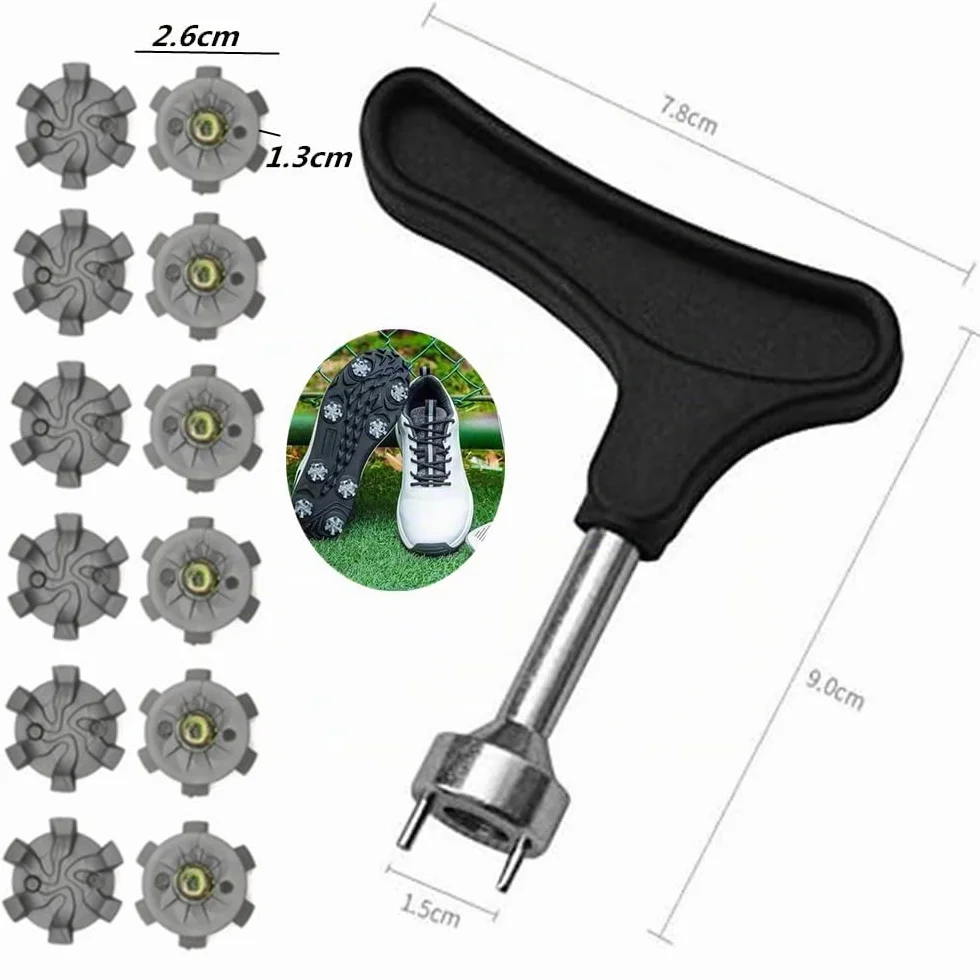 Puntas de Golf Universales - 25 Piezas Tacos Fáciles de Cambiar + 1 Llave de Punta para Zapatos - Practical Golf Spikes for Golfers