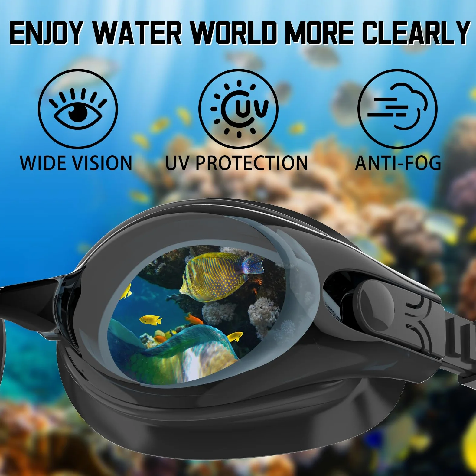 Whale Gafas de natación HD antivaho para adultos y jóvenes, aptas para ambos