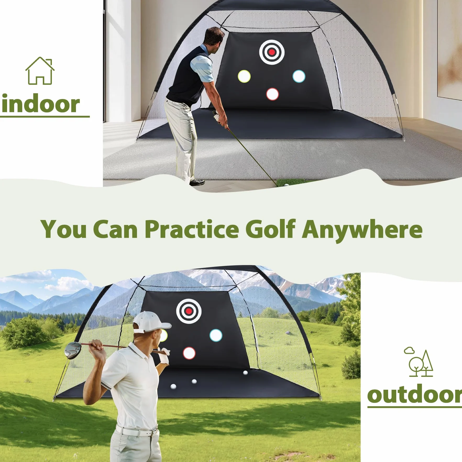 Golf Practice Net with Hitting Mat for Indoor Outdoor Backyard Driving Chipping