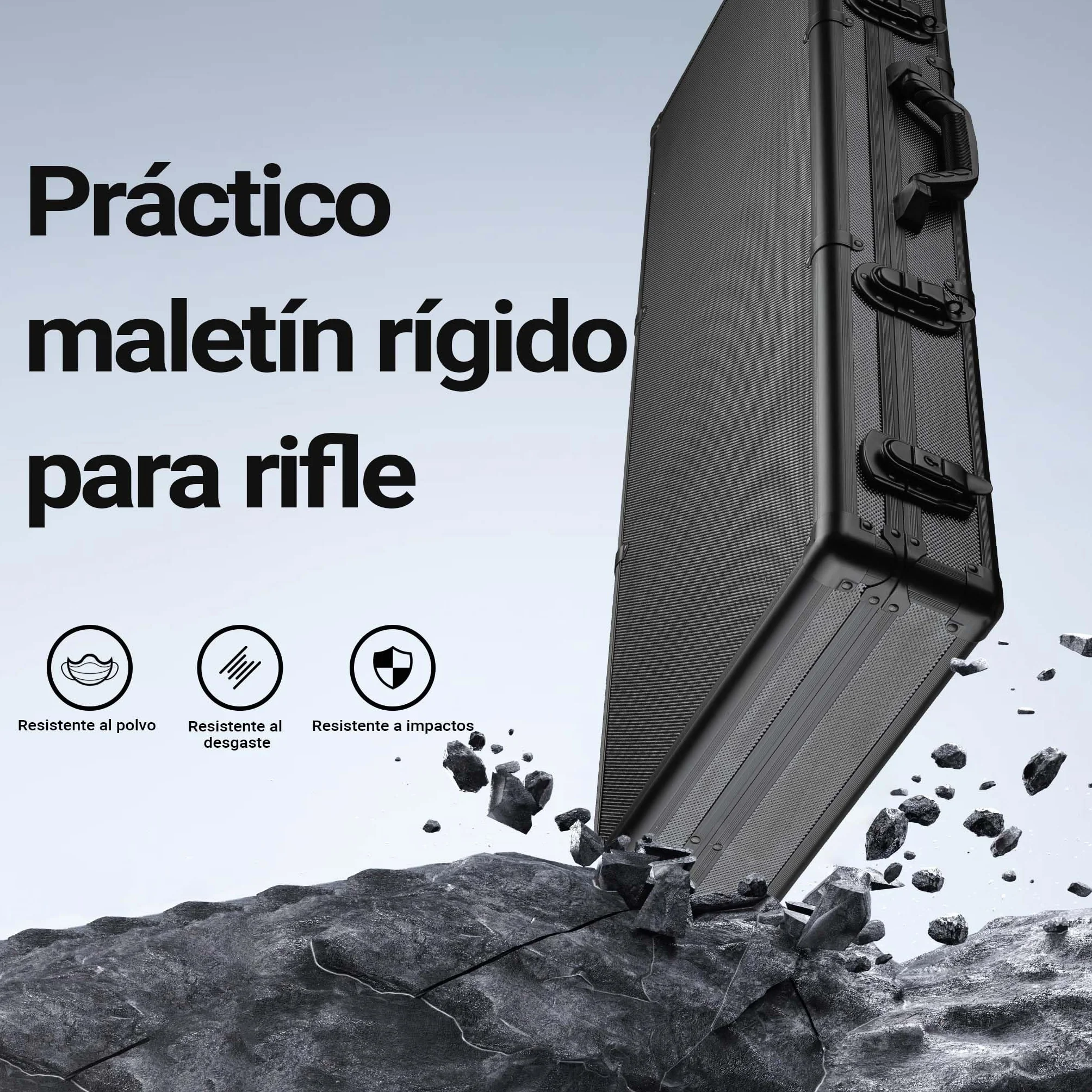 WilTec Maletín para Armas de Fuego Negro con Acolchado de Espuma y 4 cerraduras de Seguridad