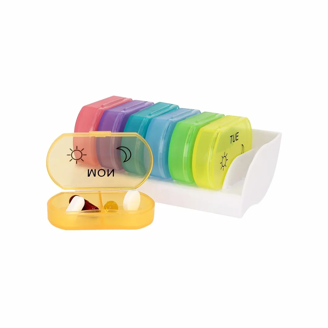 NK Pastillero Semanal 7 Días 7 Cajas Doble Compartimento 14 Compartimentos Tapa Segura Caja de Pastillas