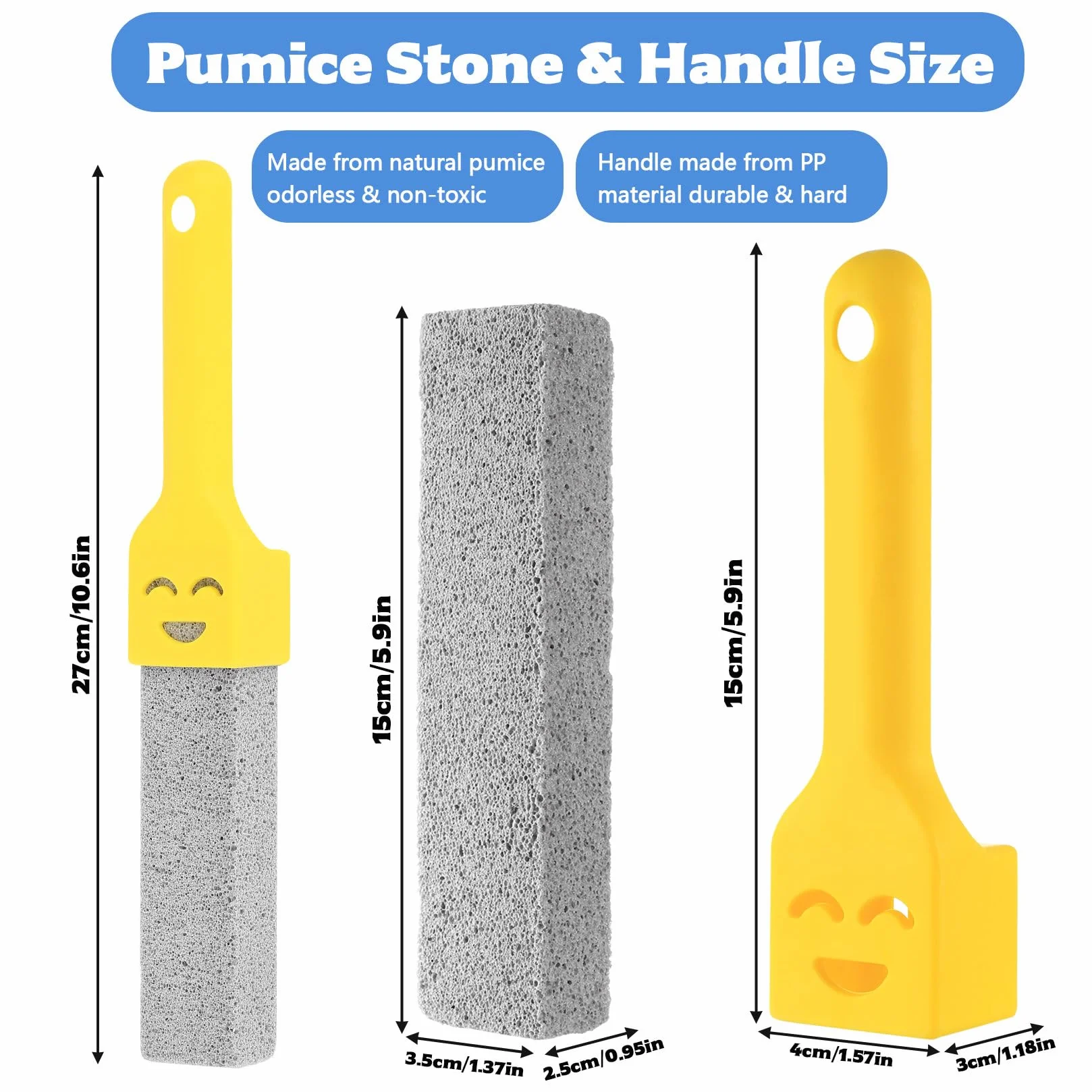 Piedra Pomez para Limpieza WC Baño, Bloque de Inodoro con 2 Mango, Pumice Stone Cleaning Block Reemplazable