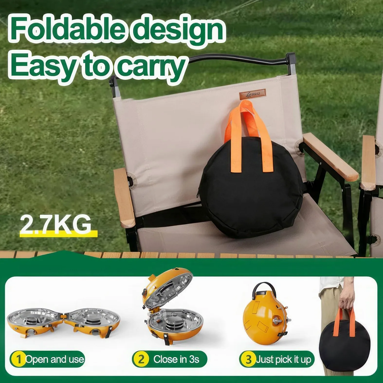 Estufa de camping portátil de gas de 17000 BTU con 2 quemadores ajustables e encendido piezoeléctrico, cocina al aire libre para senderismo, senderismo, picnic, fácil de usar, diseño ligero