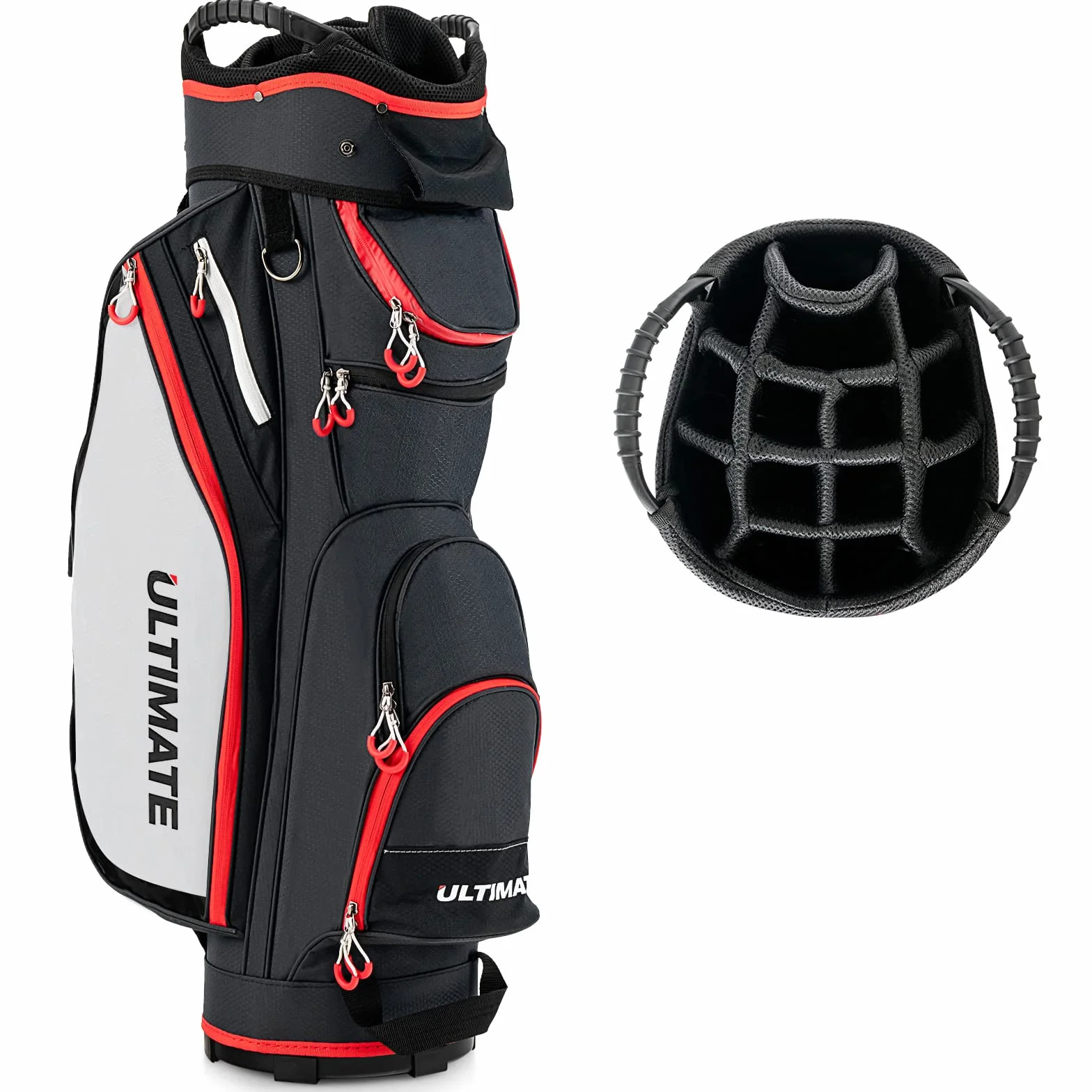 LIFEZEAL Bolsa de Golf con Funda para Lluvia, Bolsa de Carro para Palos de Golf con 14 Divisores y 8 Bolsillos, Funda de Golf con Cremallera Bolsa Térmica, Funda para Palos de Golf