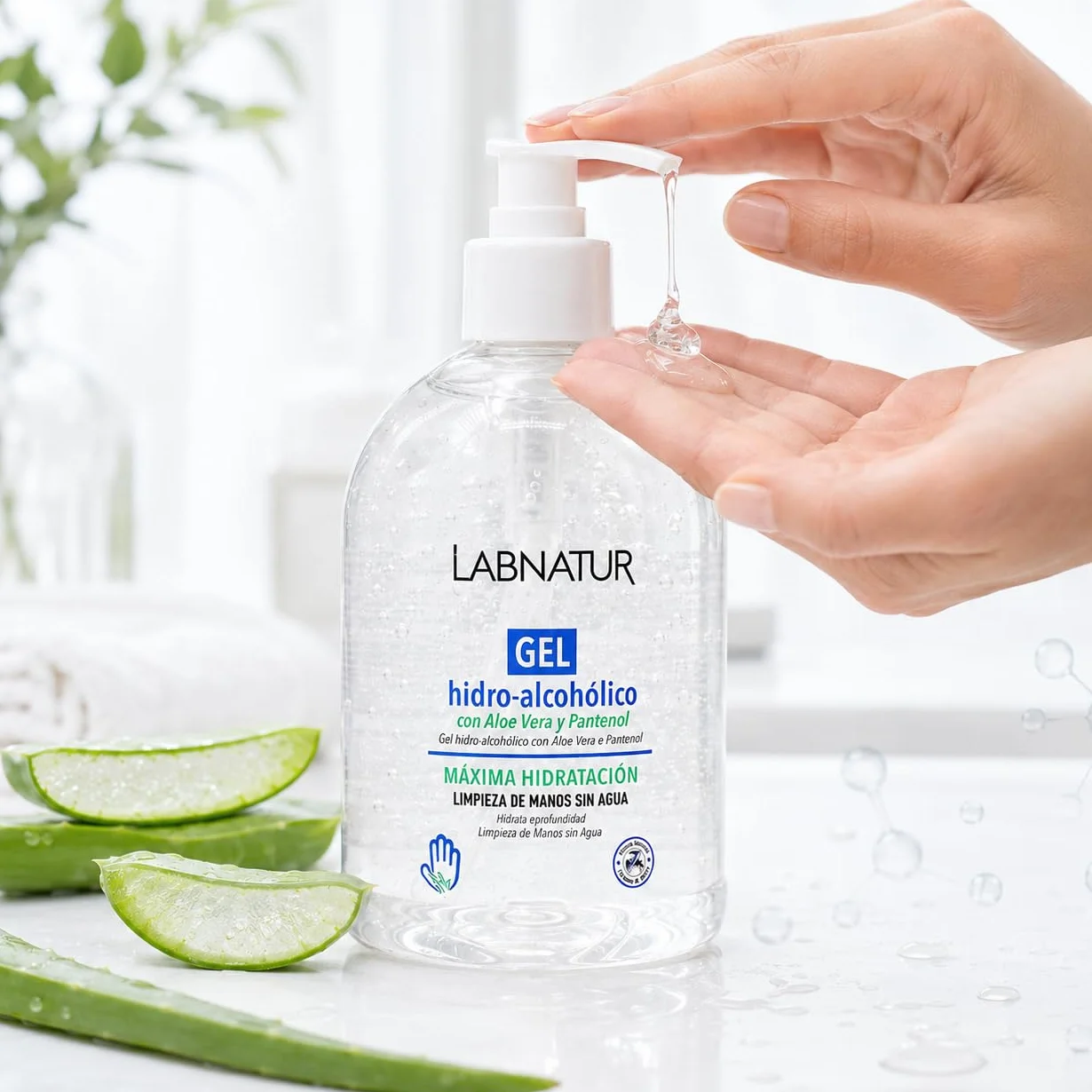 SYS Gel Hidroalcohólico 70% Alcohol con Aloe Vera y Pantenol 500 ml Limpieza de Manos