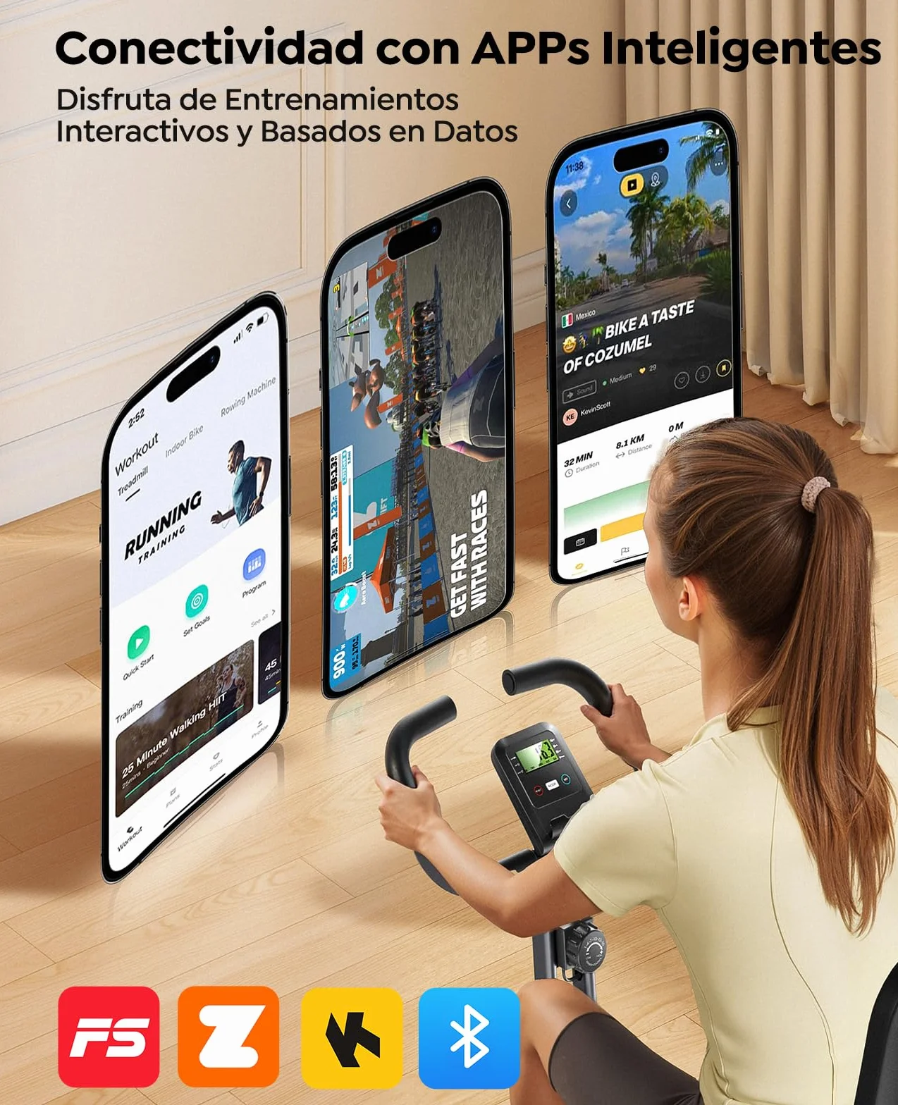 2026 Toputure Bicicleta Estática Plegable 5 en 1 con APP, Bici Estática con Respaldo, Pulsómetro, LCD y 16 Niveles de Resistencia para Casa, Base Ancha y Estable, Bandas de Resistencia, Máx140KG