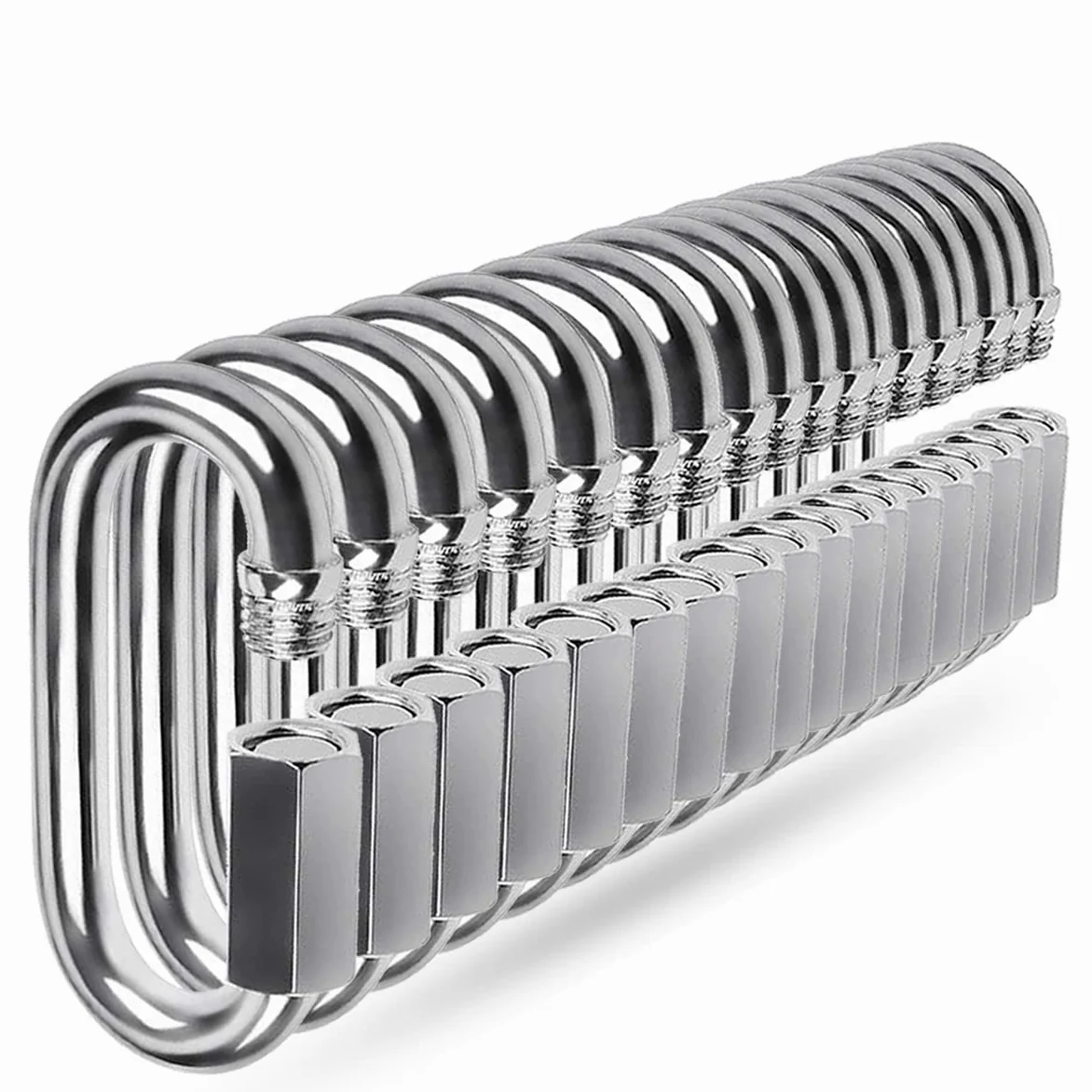 Quick Link - Mosquetón de Acero Inoxidable 304 de Seguridad en Forma de D para Senderismo (M3.5, 18)