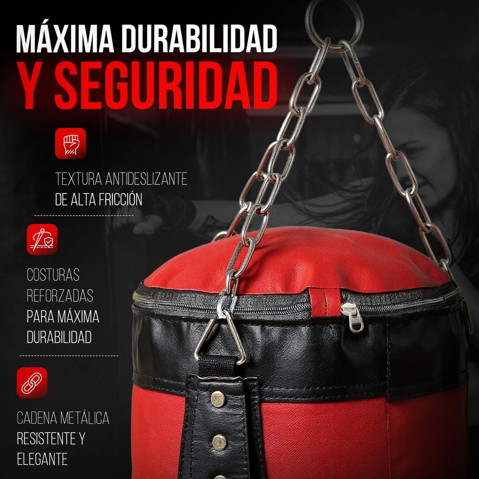 Sacos de Boxeo, Sin-Relleno para Adutos, Cadena, Saco de Boxeo Pesado, MMA, Extremadamente Resistente y Duradero, Kickboxing, Bolsa para Entrenamiento, Fitness, Artes Marciales, Ejercicio Fisico