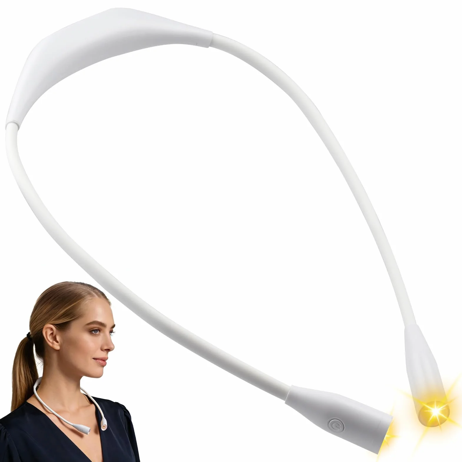 Lámpara de Cuello Lumi Crealis, Luz Ajustable Recargable 3 Colores 9 Niveles Brillo, Collar Flexible Rotación 360°
