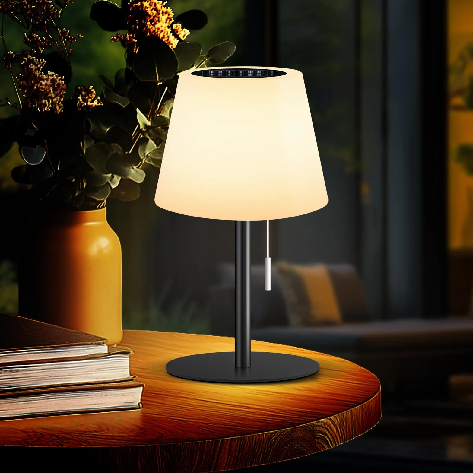 Lámpara de mesa solar LED exterior regulable blanco cálido RGB con sensor de luz para jardín terraza