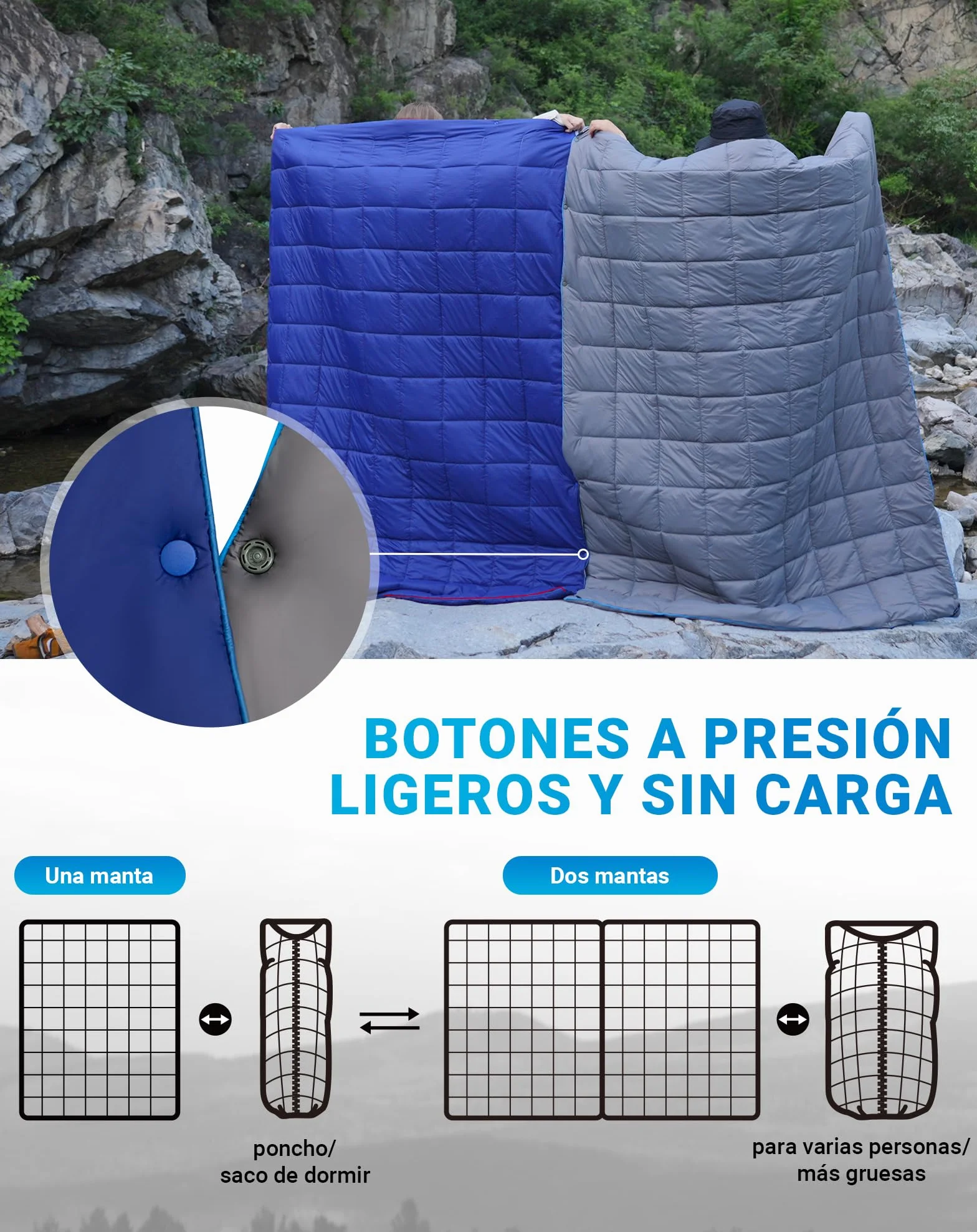 KingCamp Manta de Camping Ultraligera Cálida Impermeable con Bolsa de Transporte