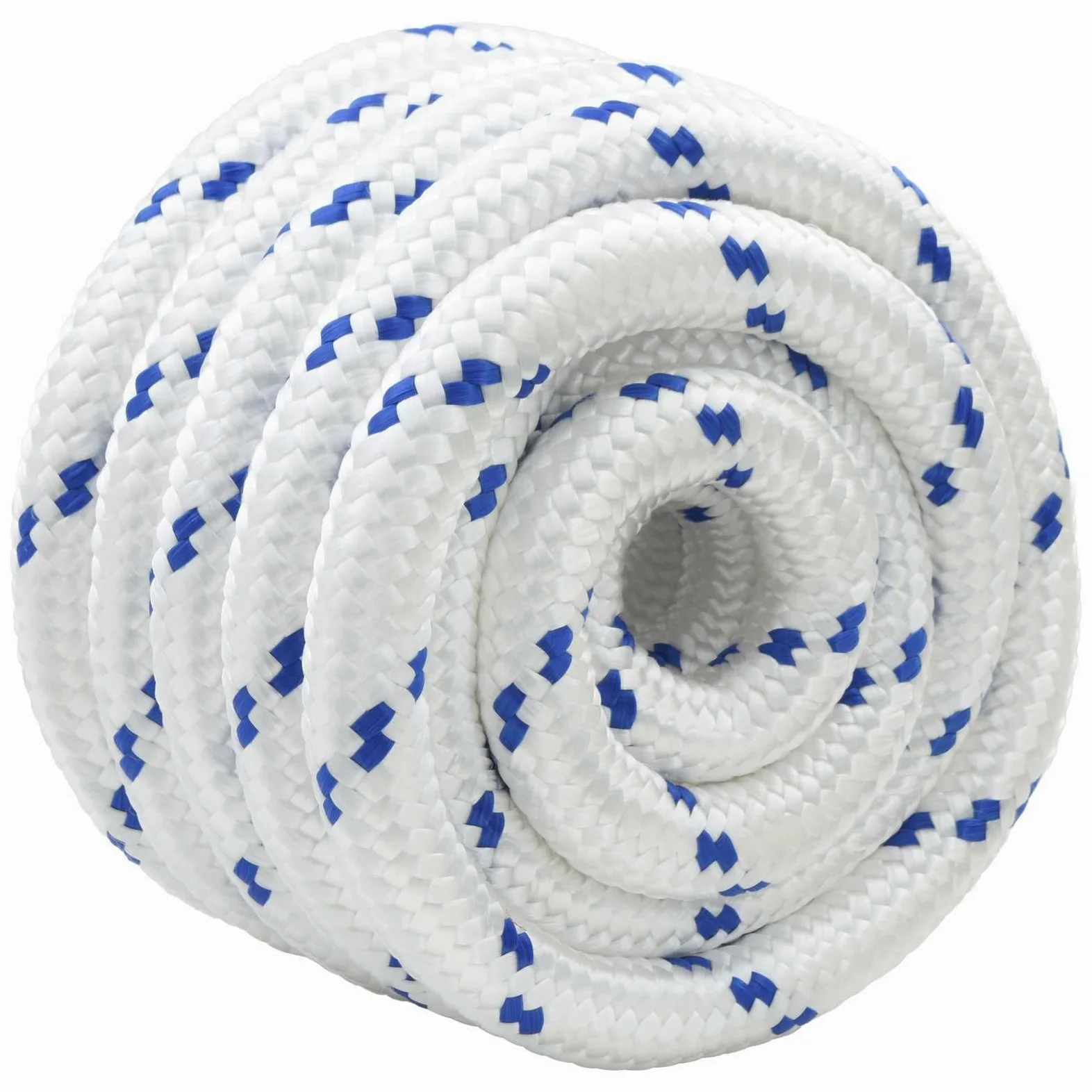 Cuerda para barco de polipropileno, 25 m x 4 cm, color blanco y azul, flotante y resistente a la intemperie, para vela, canotaje, yates, cuerdas fuertes para atar, asegurar tensores en