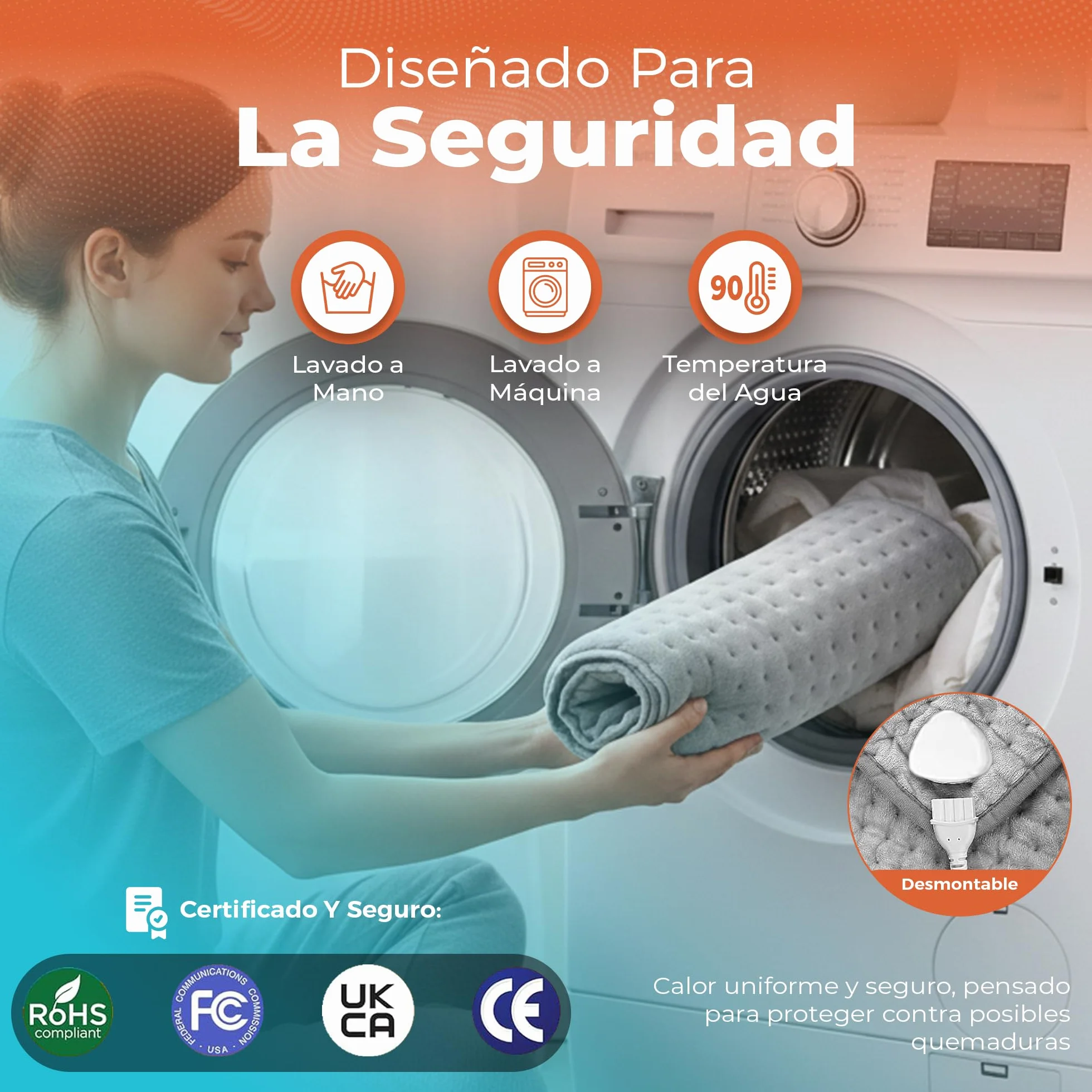Super Manta Eléctrica Premium con 10 Modos de Temperatura + Bolsa de Transporte Almohadilla Lumbar