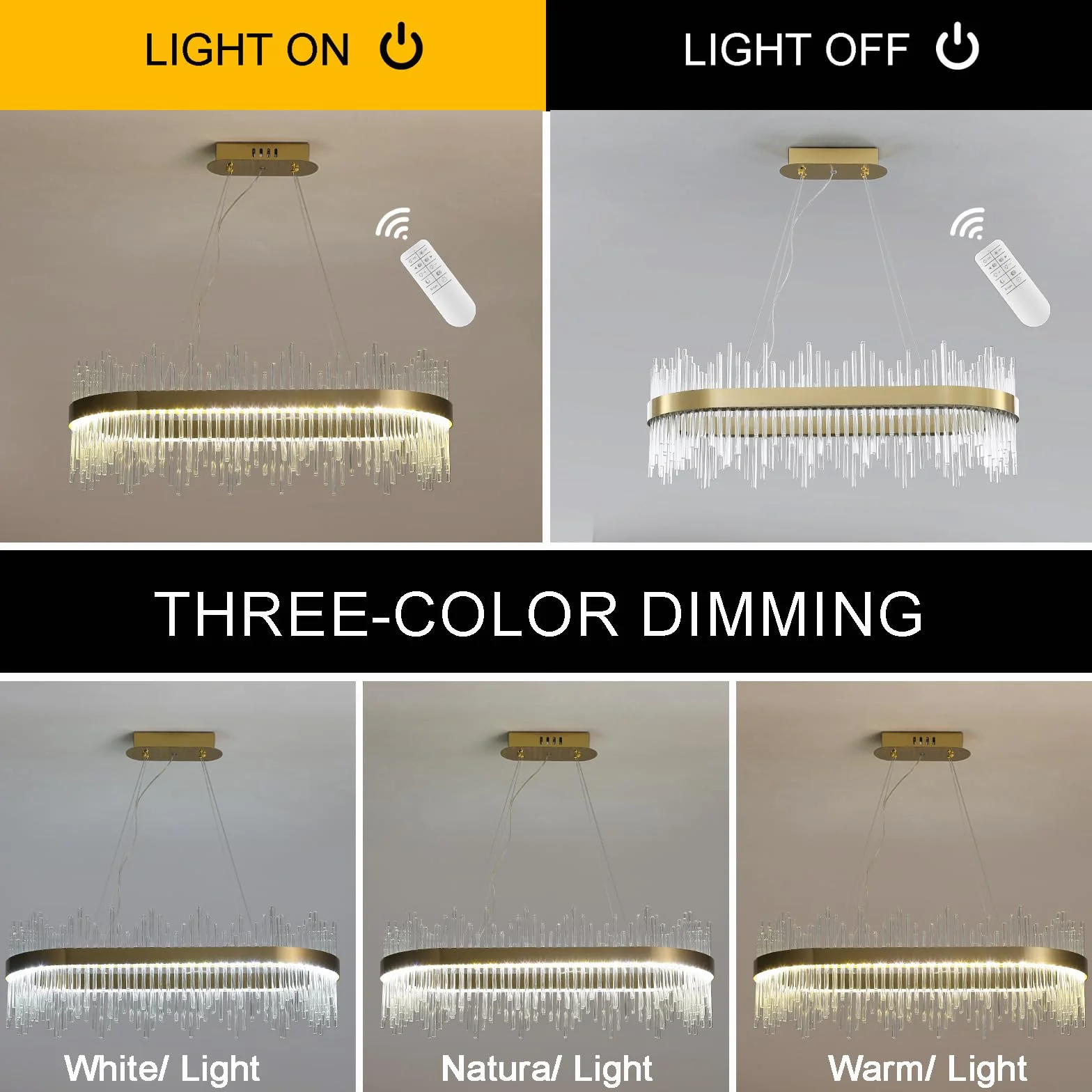 Lámpara de Araña de Cristal Moderna LED Dorada 80 cm
