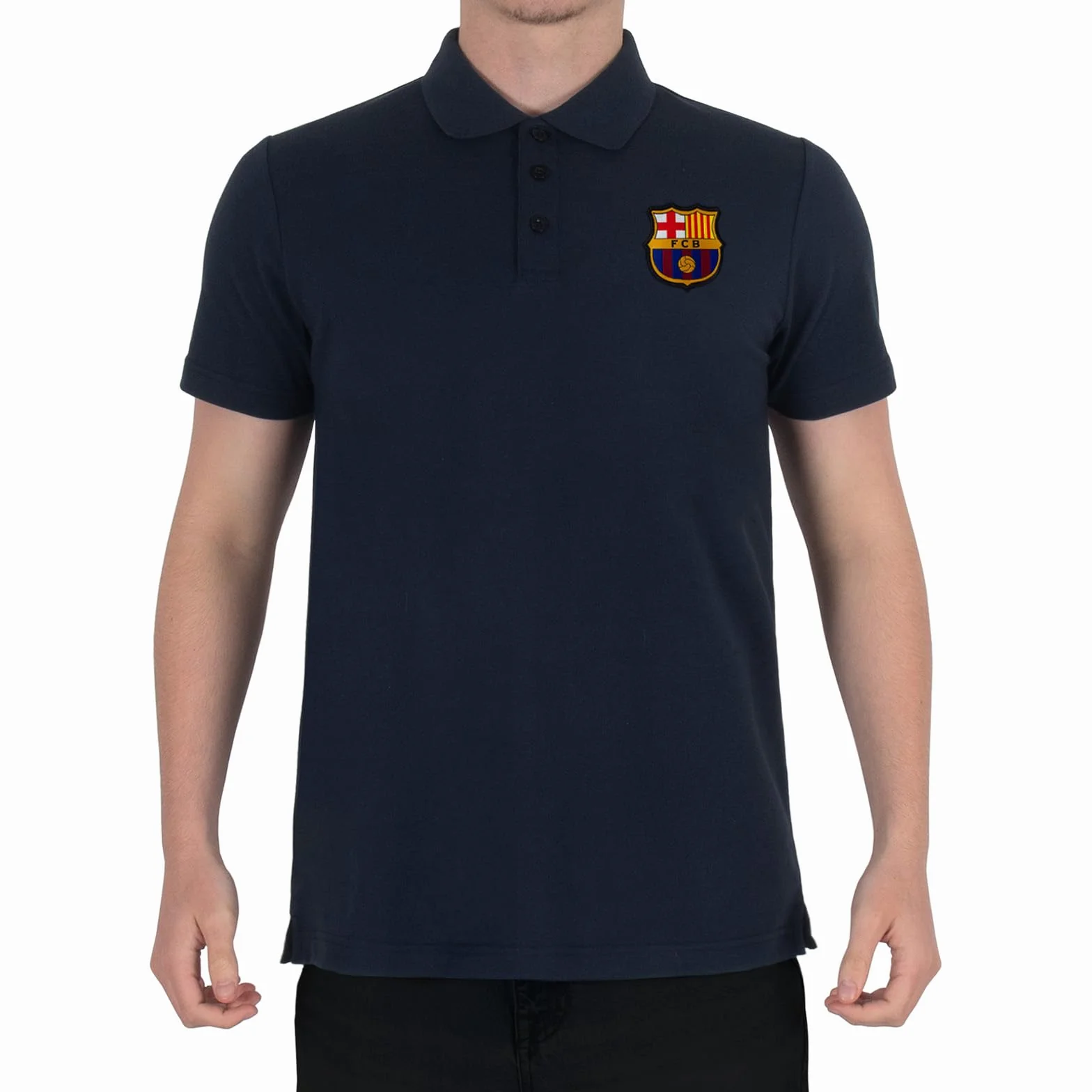 FC Barcelona - Polo Oficial para Hombre - con el Escudo del Club - Azul Marino
