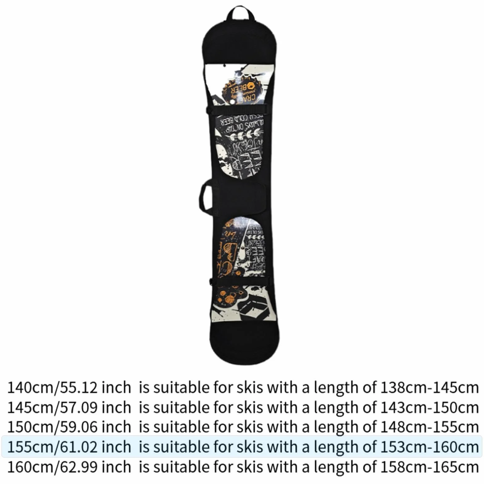kowaku Funda Protectora para Snowboard, Funda Protectora para Tabla de esquí, Mochila portátil Sbr, Funda de Transporte de Neopreno, Bolsa para Snowboard
