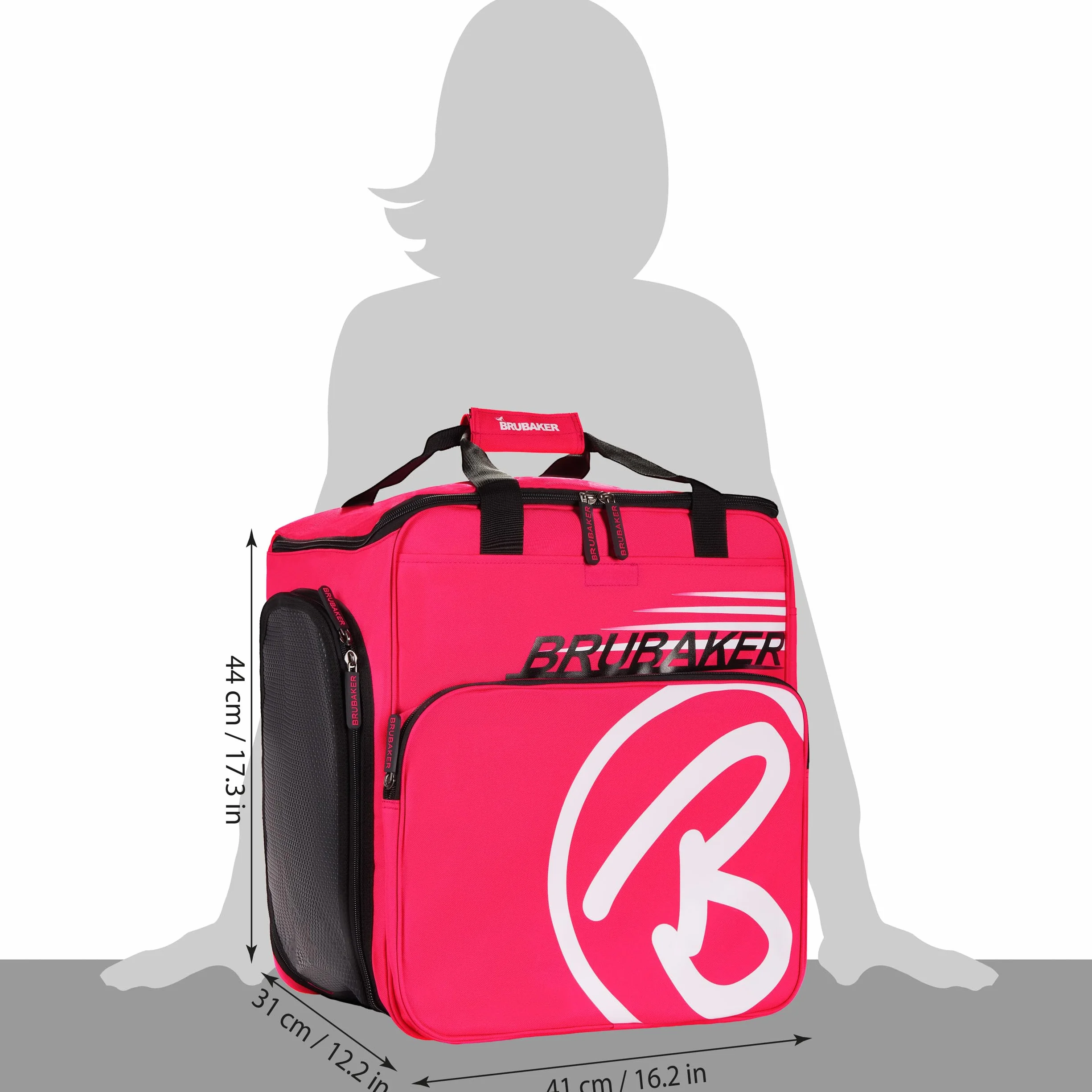 BRUBAKER Super Champion 2.0 Bolso para Deporte Mochila Porta Botas De Esquí Rosa Blanco