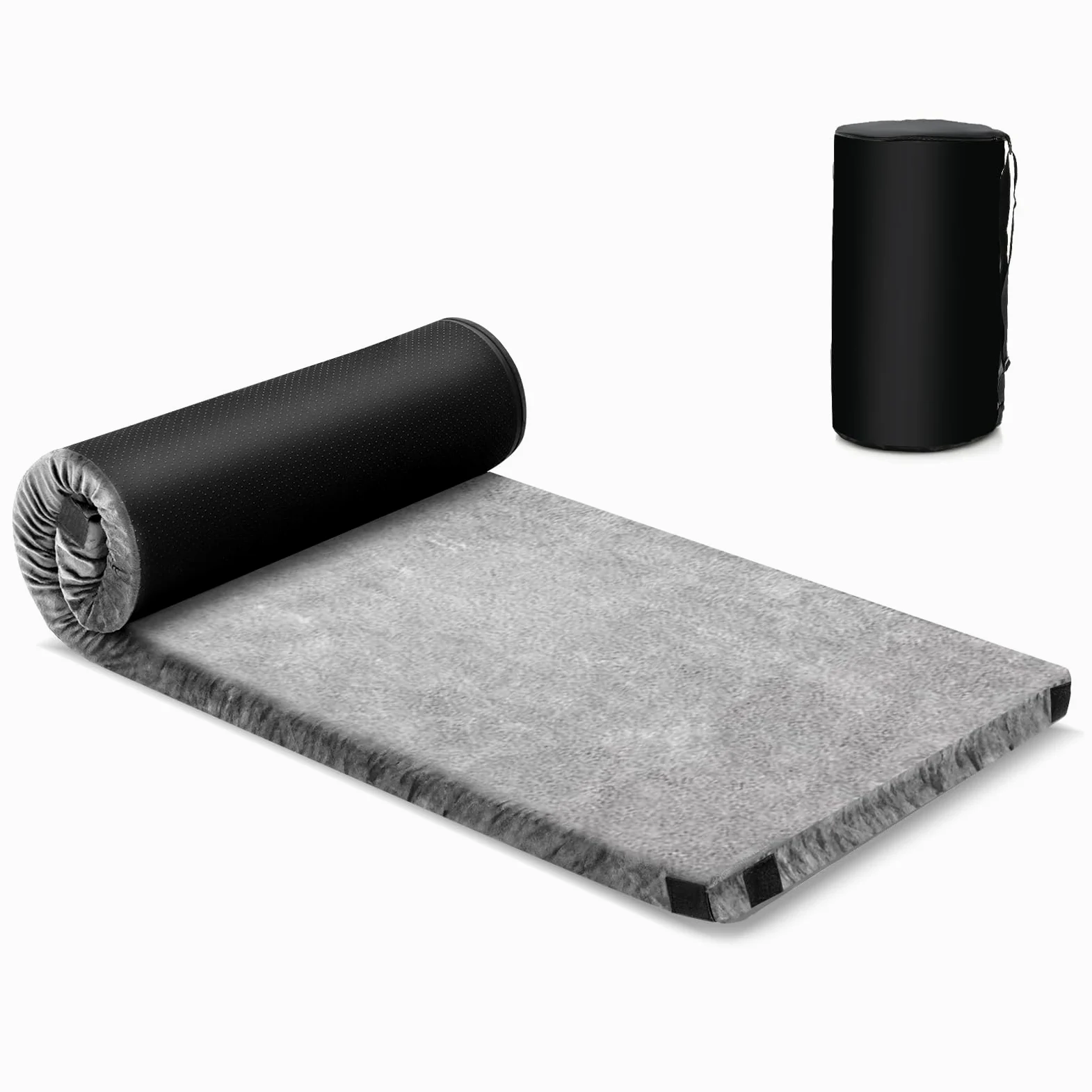 GYMAX Colchón de Espuma Viscoelástica con Bolsa de Transporte, Colchón de Aire, Colchón de Suelo Enrollable, para Camping, 183 x 62,5 x 6,5 cm