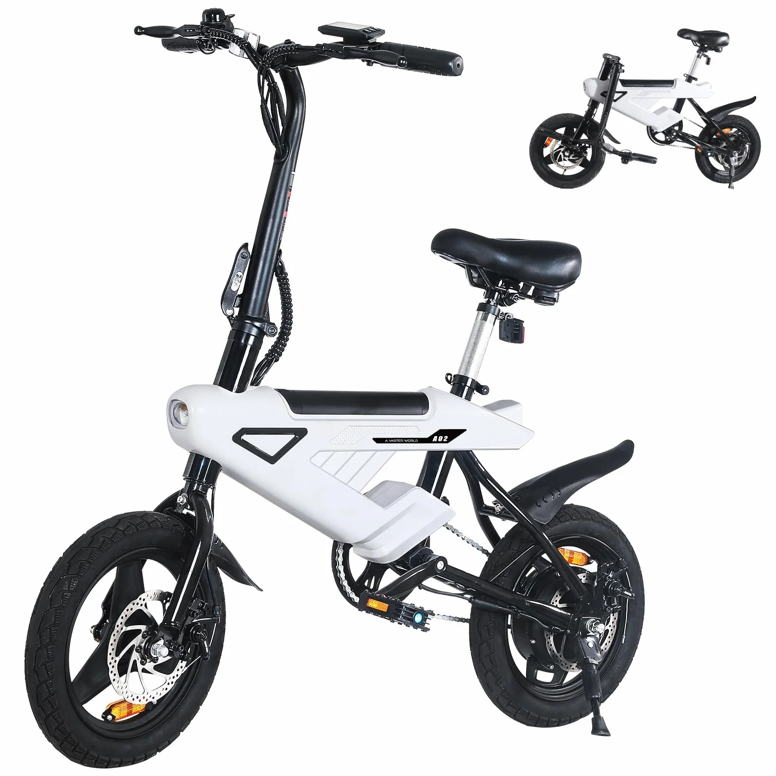 Bicicleta eléctrica Plegable de 14", E Bike 250W con Asistencia de Pedal, batería de 10,4Ah/36V, para Adolescentes y Adultos Bicicleta eléctrica de Ciudad, 3 Modos