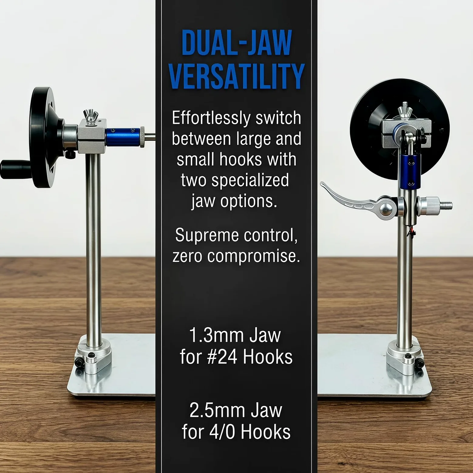 Tornillo De Banco Giratorio para Atar Moscas, Herramienta para Atar Anzuelos Y Moscas De Pesca, con Ángulo Y Altura Ajustables, Abrazadera De Acero Inoxidable - Tamaño 1.3mm