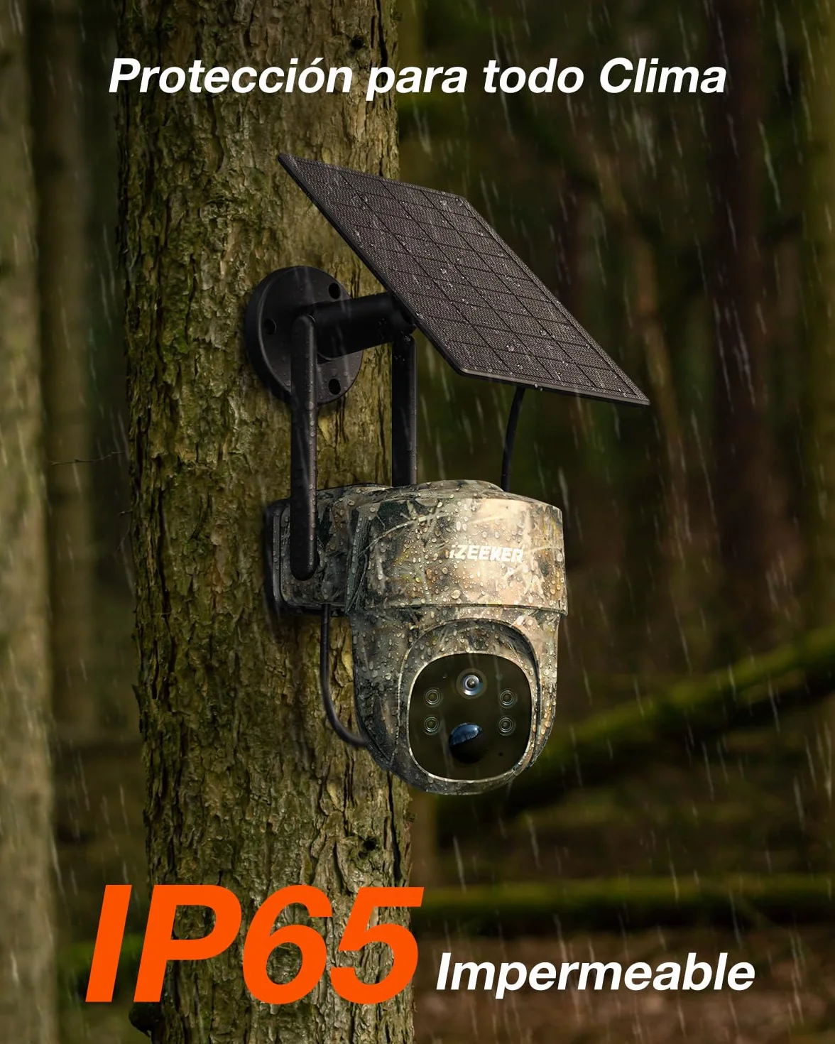iZEEKER 4G LTE Cámara de Caza Solar, Cámara de Fototrampeo 2K PTZ con Tarjeta SD & SIM Vista Completa de 360° Transmisión en Vivo IR Sin Brillo Visión Nocturna Detección de Movimiento IP65 Impermeable