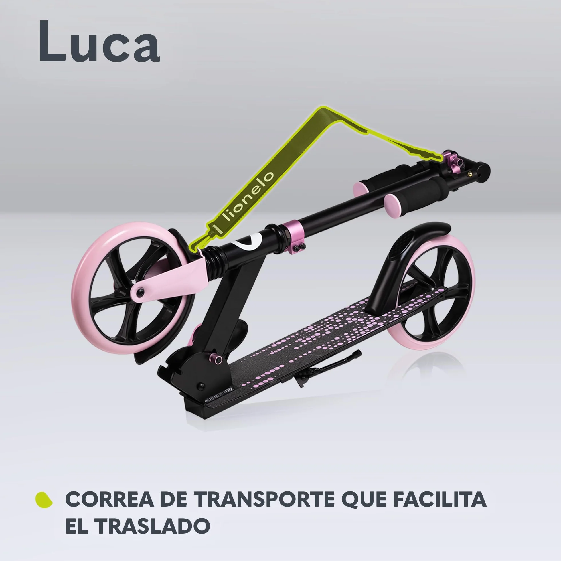 Lionelo Luca Patinete Urbano XXL hasta 100 kg, Scooter niños Ruedas 200 mm ShockResist Amortiguador