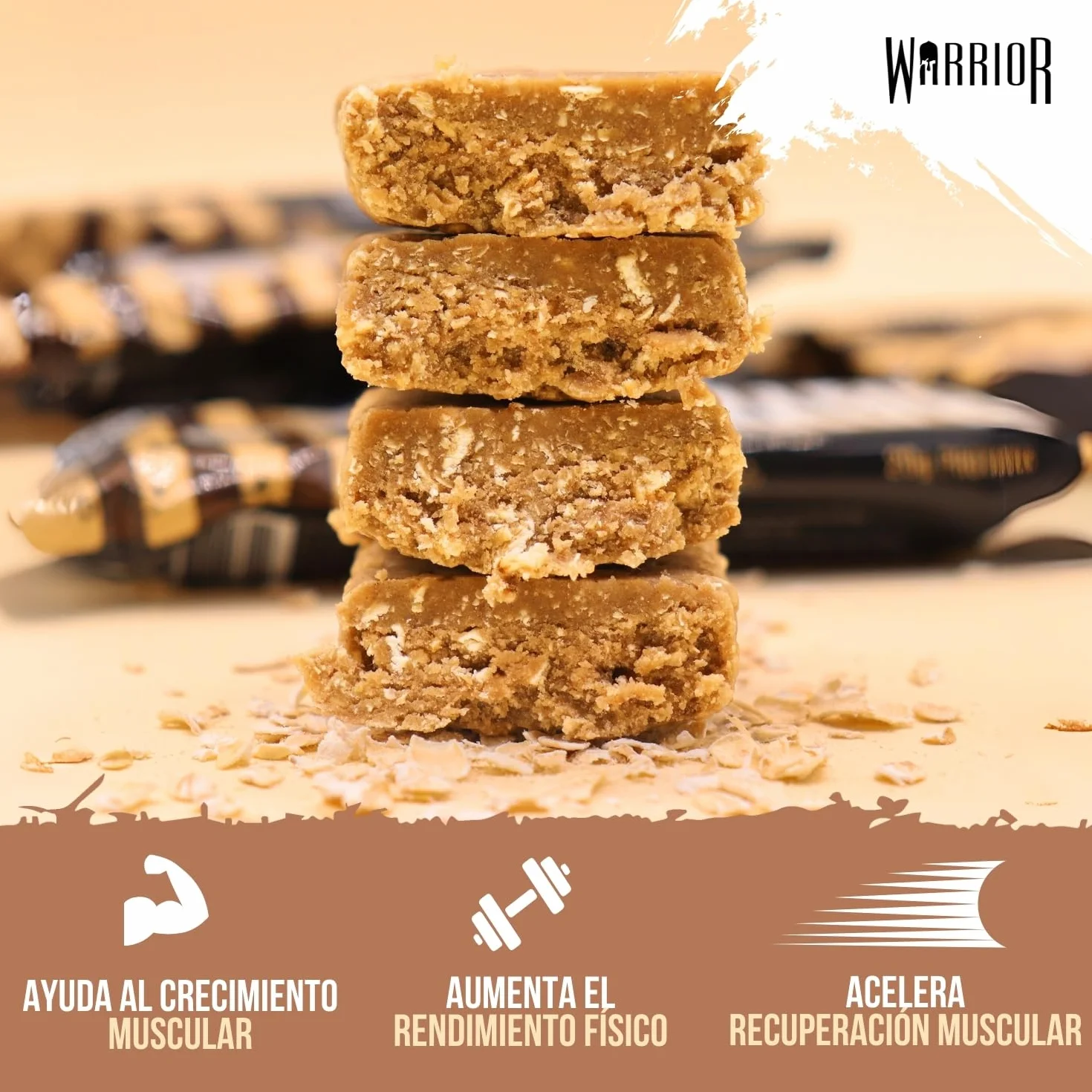 Warrior RAW Flapjack 20 g Proteína Pack 12 x 75 g Avena Fibra Bajo Azúcar Snack Saludable