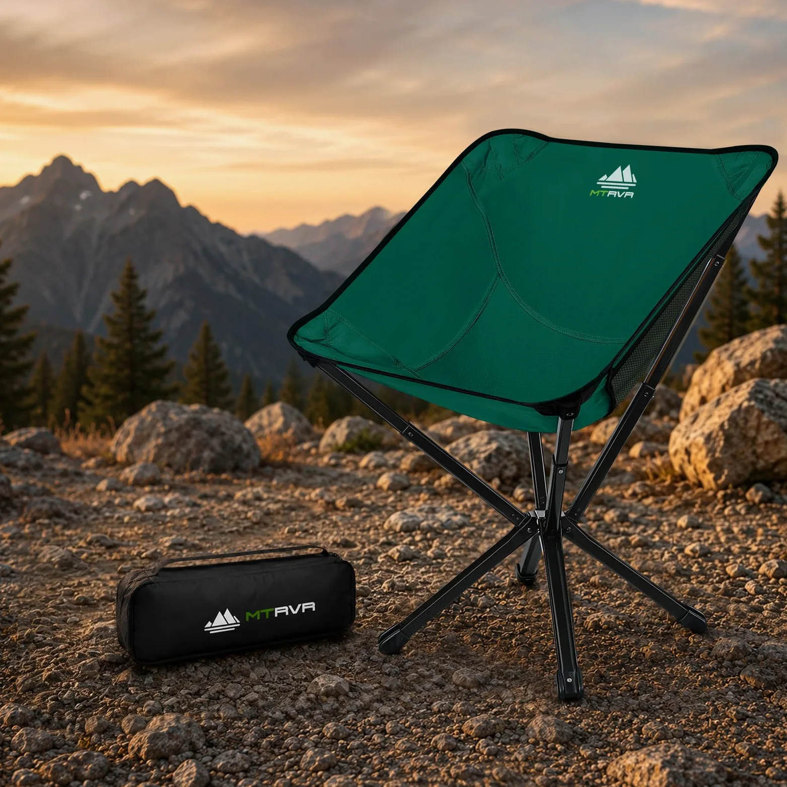 MTRVR Silla de camping plegable ligera con diseño compacto de una pieza, instalación rápida, marco de aluminio estable, silla portátil con bolsillo para viajes, senderismo y descansos cortos al aire