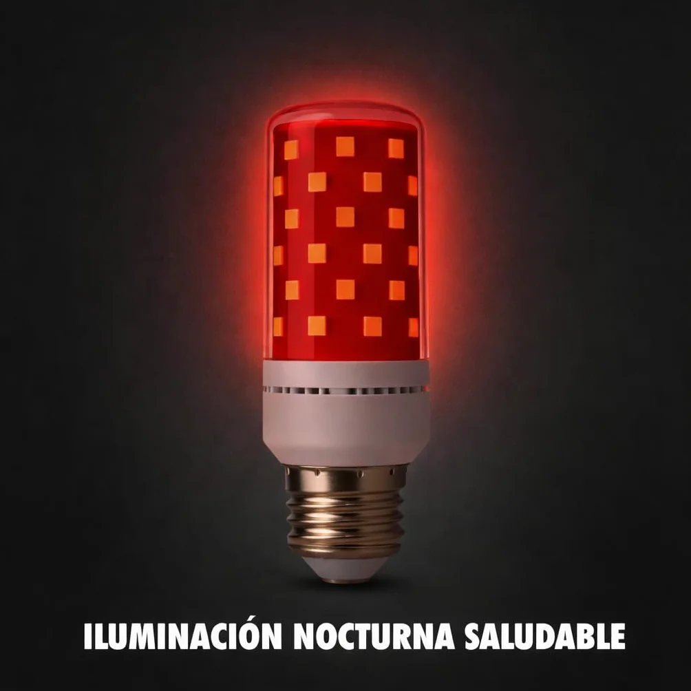Bombilla Luz Roja Nocturna Melatonina E27 E14 Pack 2 Sin Luz Azul ni Flicker