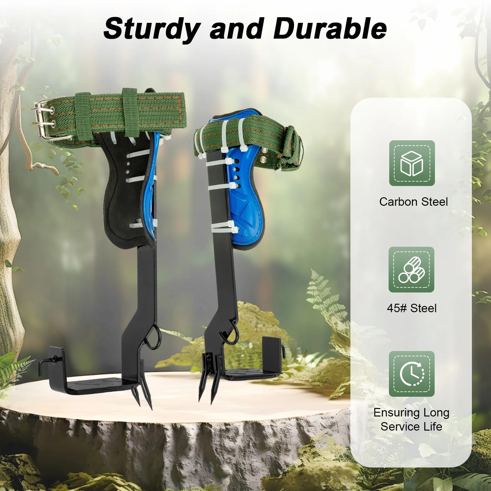Set de Equipo para Escalada de Árboles, Punta de Escalada de Árbol Ajustable en Altura, Equipo de Escalada de Árboles con Cinturón de Seguridad, Correas para Pies y Tobillos, Capacidad de
