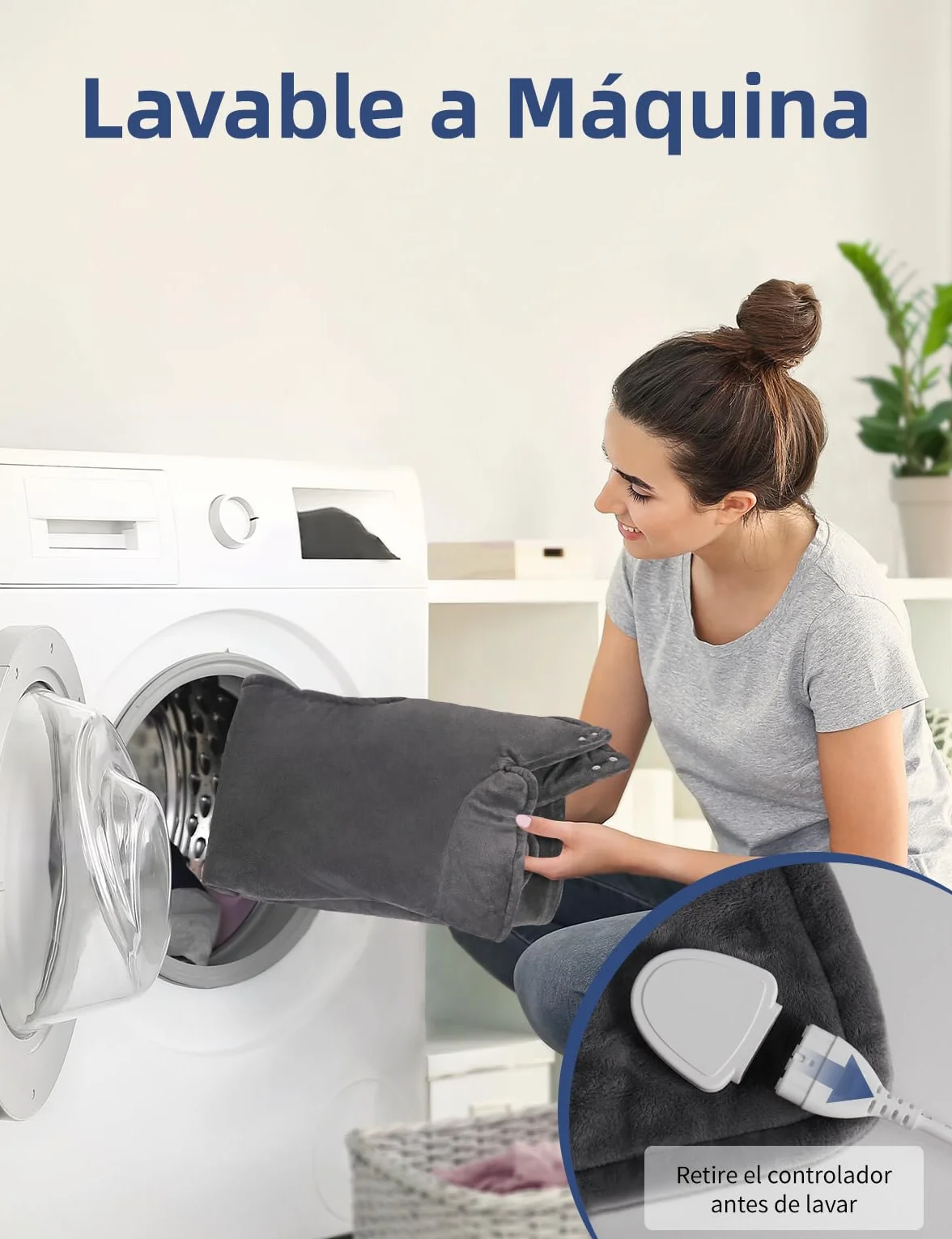 Manta Eléctrica Espalda y Cuello 80×88 CM Almohadilla Térmica 6 Niveles Apagado Automático Lavable
