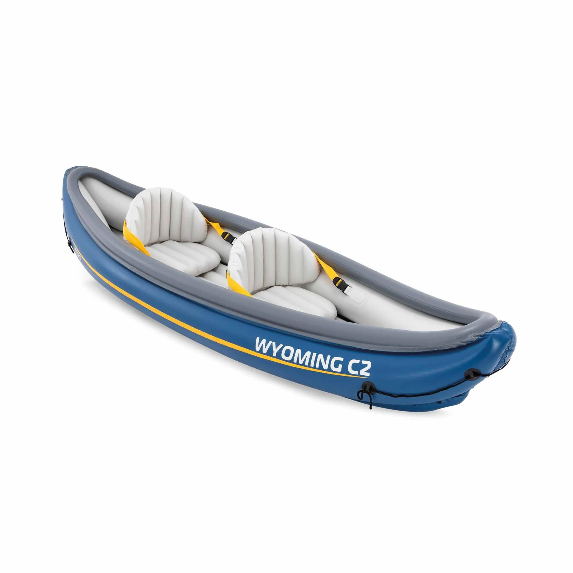 Intex Canoa Hinchable 2 plazas 89x307x53cm, Peso máx 180Kg, Asiento Hinchable Regulable con Respaldo, Bomba de hinchado, 2 remos, Cuerda de sujeción, quilla extraíble y Bolsa de Transporte (68389)