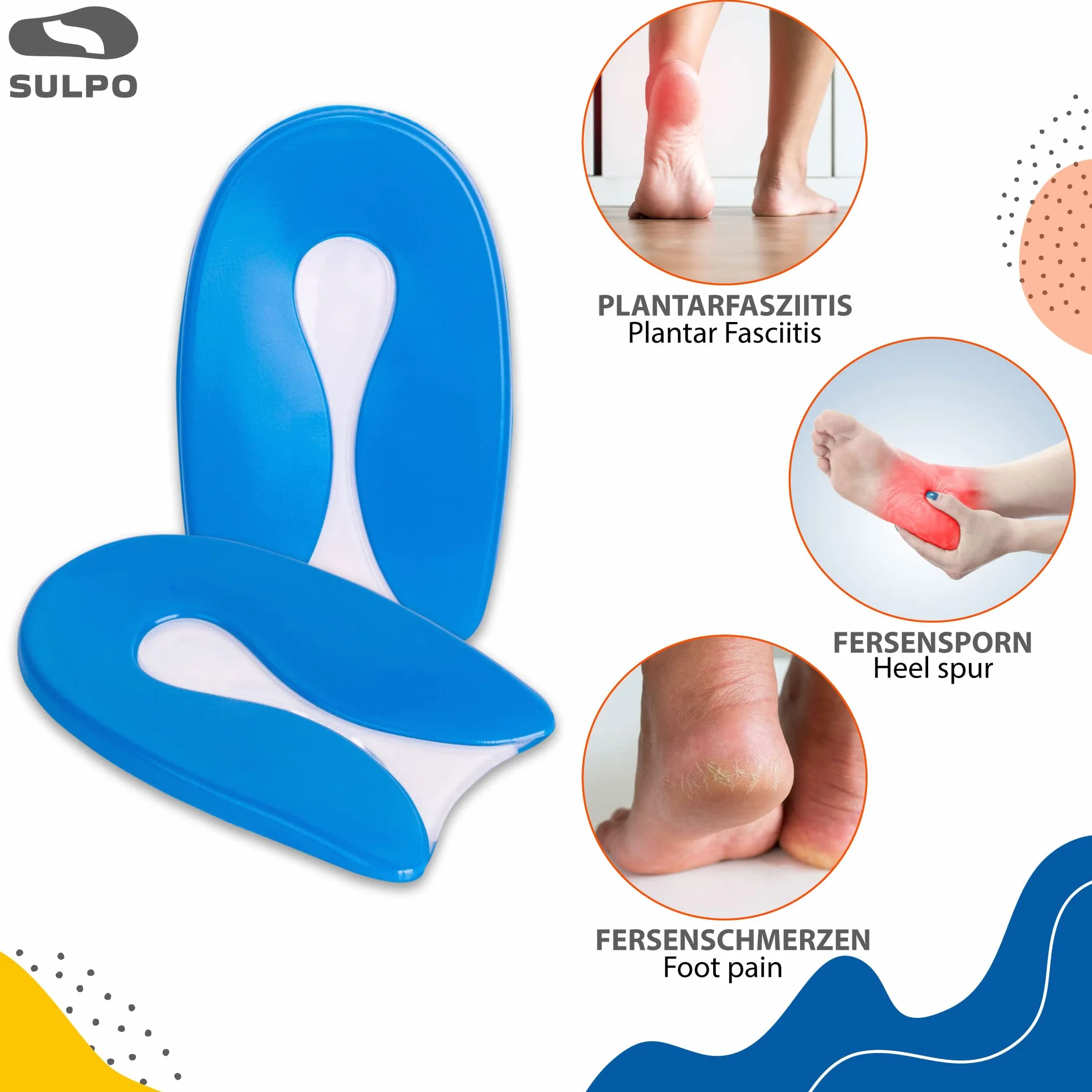 SULPO Protectores de Talón de Gel para Niños, Talla 30-35, Forma de U