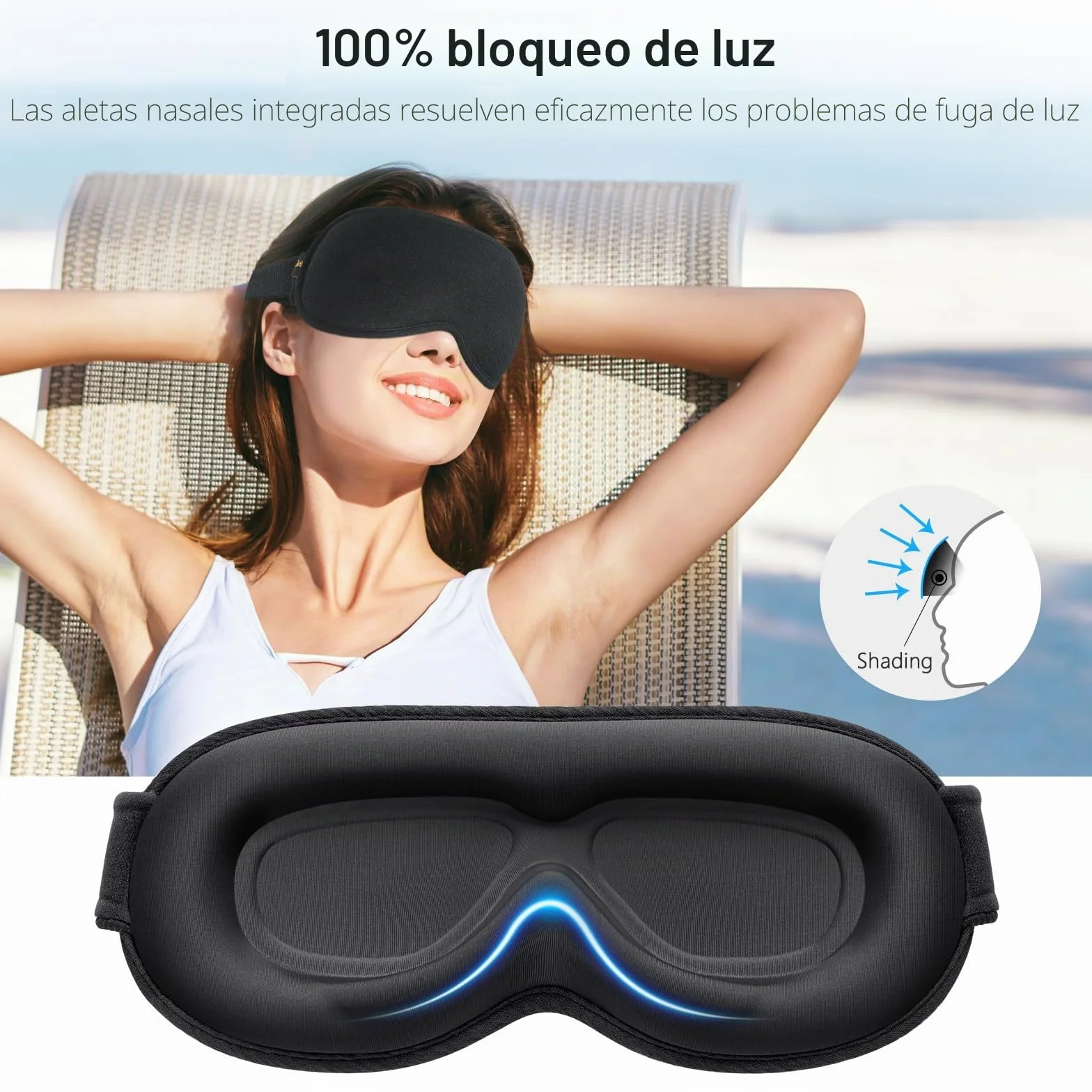 Gritin Antifaz para Dormir, Máscara de Dormir 3D Sin Presión Ocular, Ultrasuave y Cómodo para Mujer y Hombre