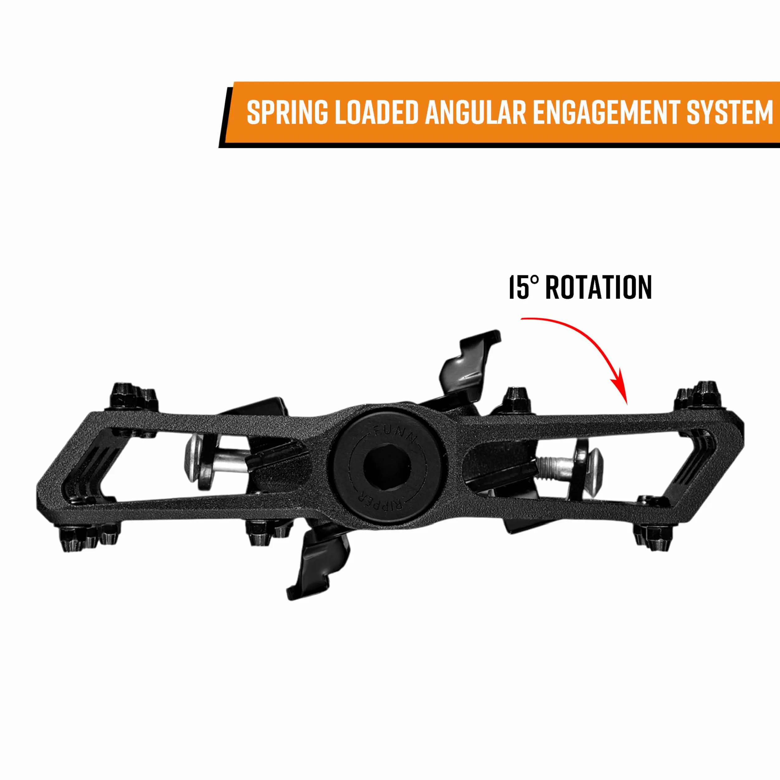 Funn Ripper2 Pedales Automáticos MTB, Enganche Angular, Calas SPD | cuerpo central AL6061 forjado, plataforma cóncava, eje CrMo, rosca 9/16", enganche a 15 grados, Trail Enduro DH