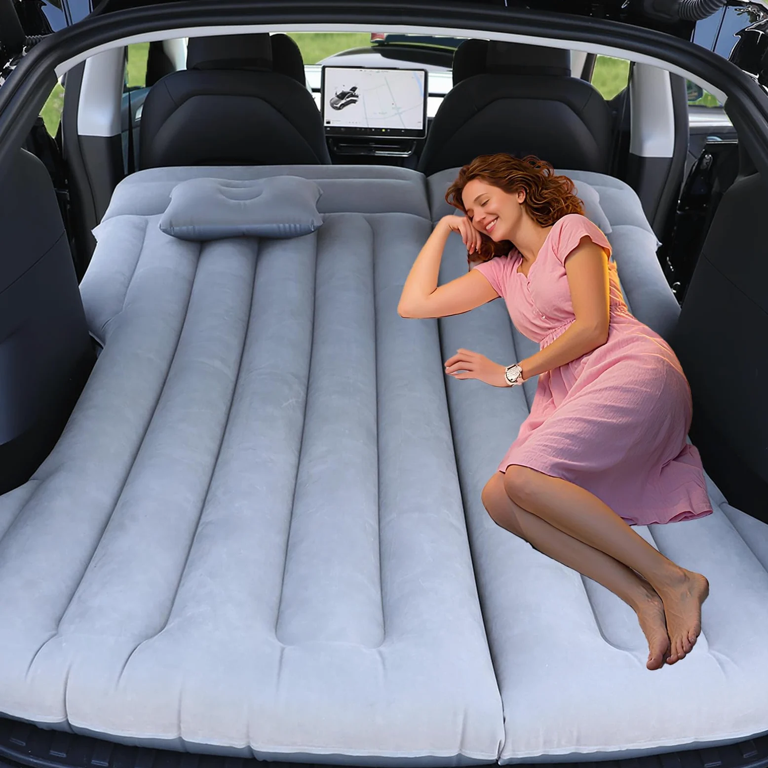 Colchón Inflable para Coche SUV para Camping Maletero Asiento Trasero Negro