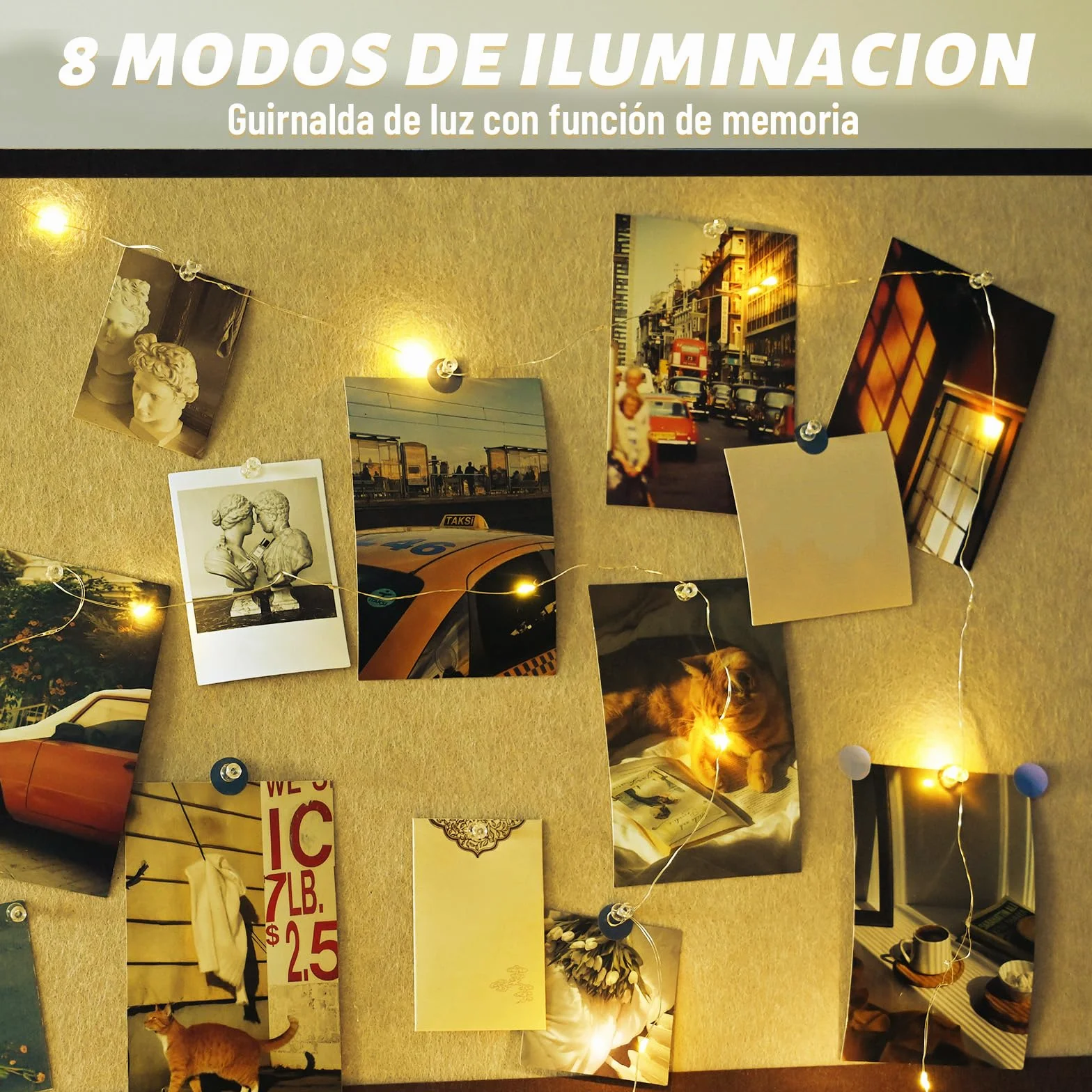 Guirnalda Luces 8 Modos Iluminación Impermeable Cadena Exterior Interior Memoria Decoración Navidad 5M
