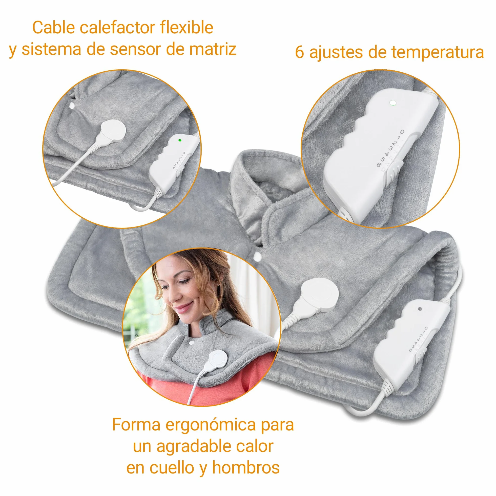 Medisana HP 622 Almohadilla térmica para cuello y hombros, 6 niveles, Gris