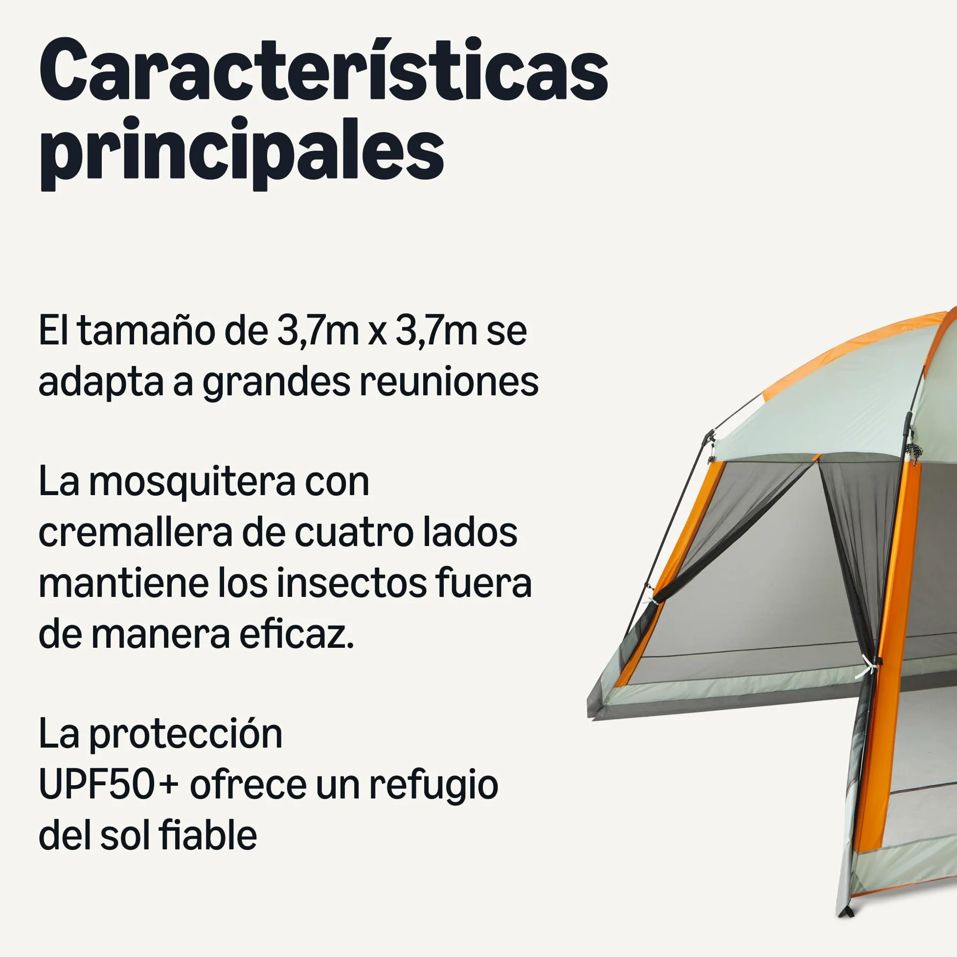 Amazon Basics - Tienda de campaña con Pantalla, Gris & Naranja, 381cm x 381cm x 262cm
