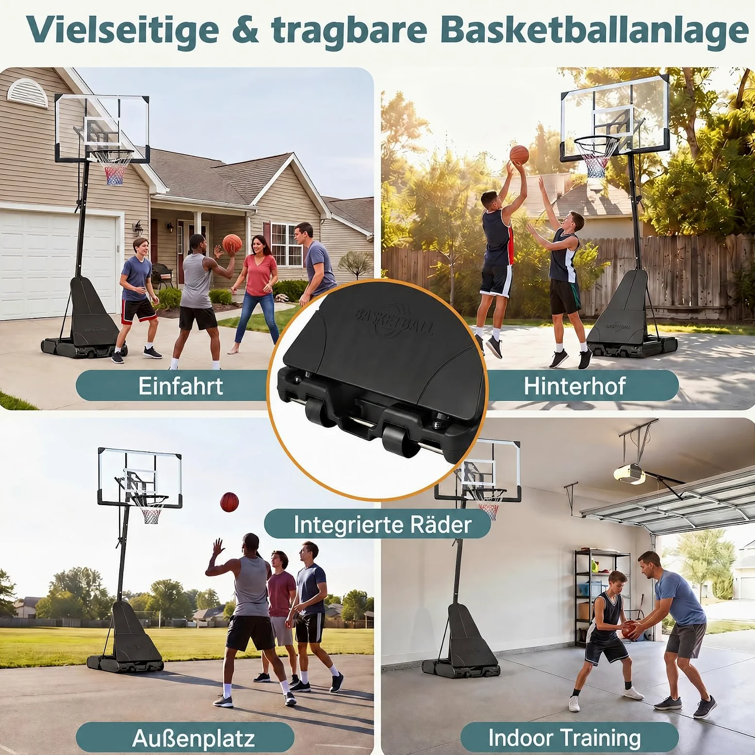 GYMAX Canasta de Baloncesto Portátil, Sistema de Aro de Baloncesto para Adultos con Altura Ajustable 245-305 cm, Base Rellenable, Reboteador de Balón y Ruedas, Uso Interior Exterior