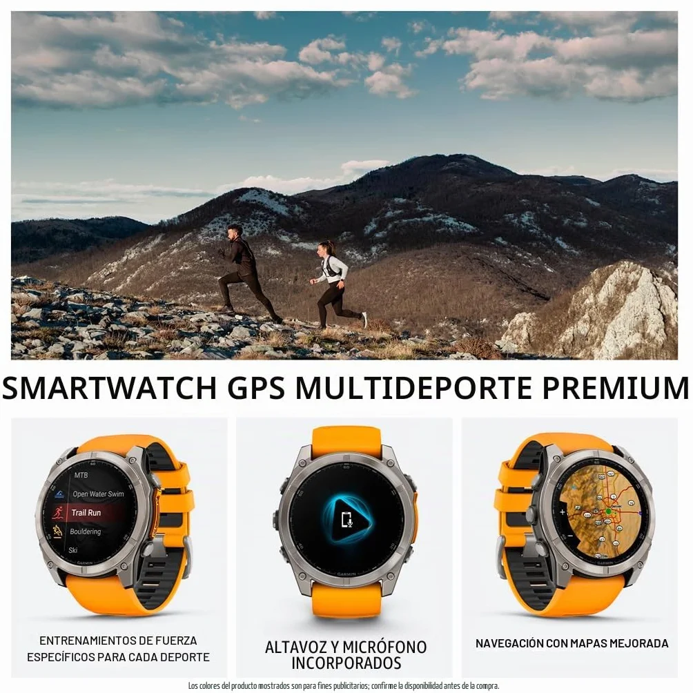 Garmin fēnix 8 51 mm AMOLED Zafiro Reloj Inteligente GPS Multideportivo Titanio Linterna LED