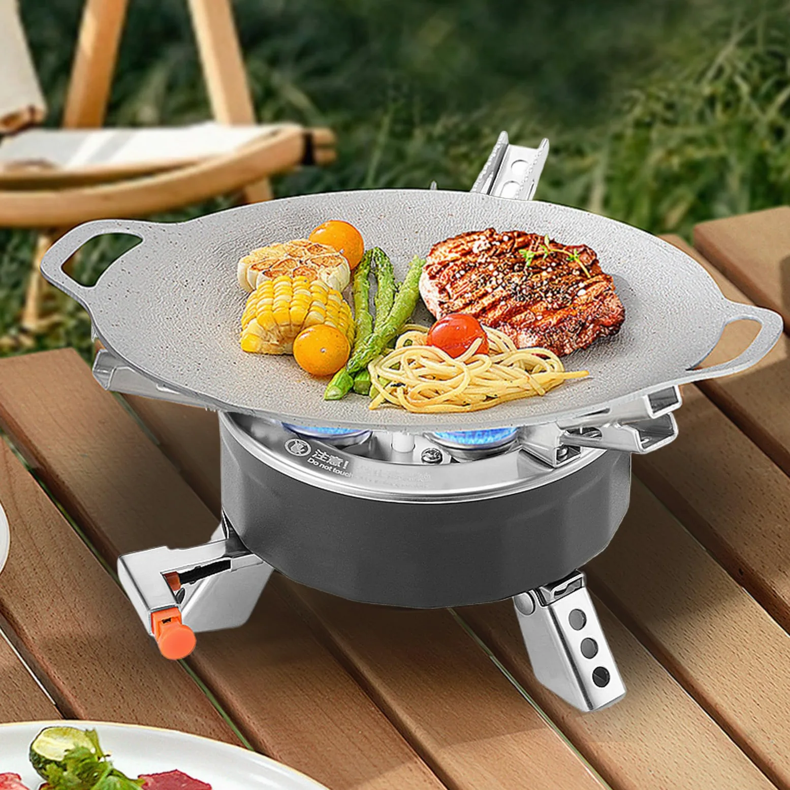 Estufa de camping – Cocina portátil de camping – quemador plegable portátil, 6800 W equipo al aire libre con bolsa de almacenamiento para senderismo, barbacoa, caza | Pequeño Hornillo de Camping Equipo de Acampada Pesca, Senderismo, Caza, Asador Barbacoa