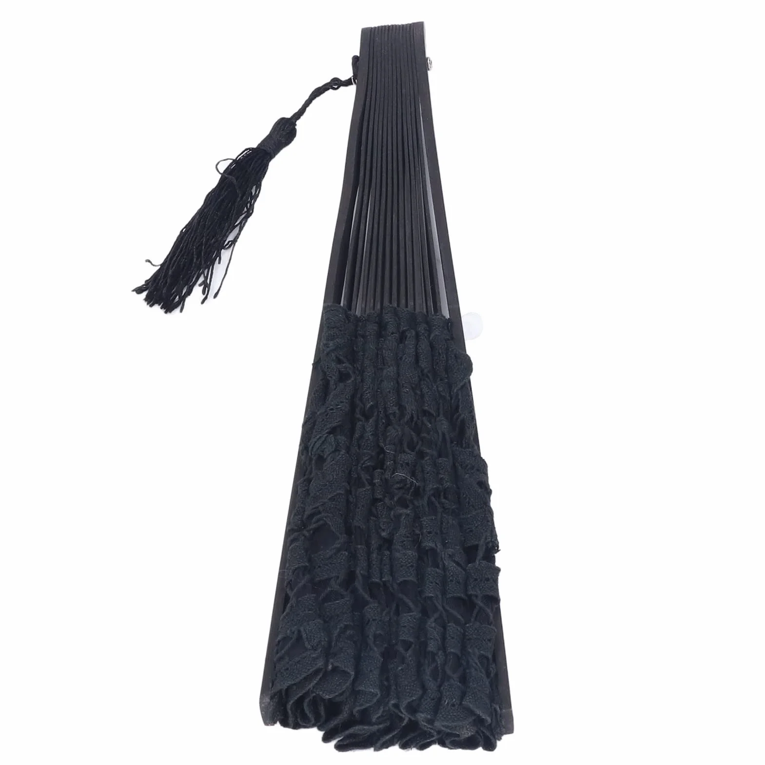 TOPINCN Abanico de Mano Plegable de Encaje de Algodón Abanico de Mano Nupcial Bordado con Bastones de bambú para la Decoración de la Boda Fiesta de Baile (Negro)
