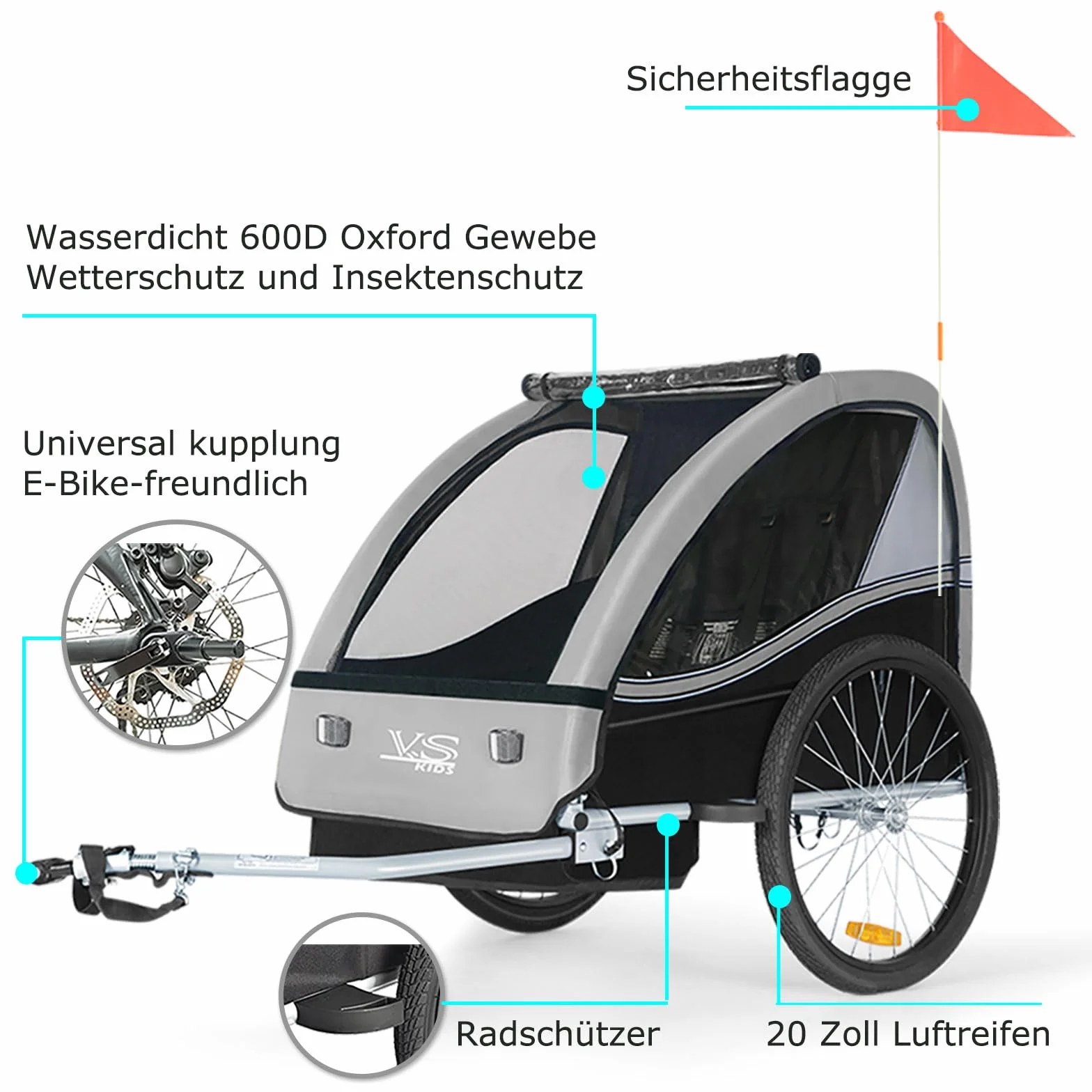Tiggo VS 50201 - Remolque para bicicleta infantil